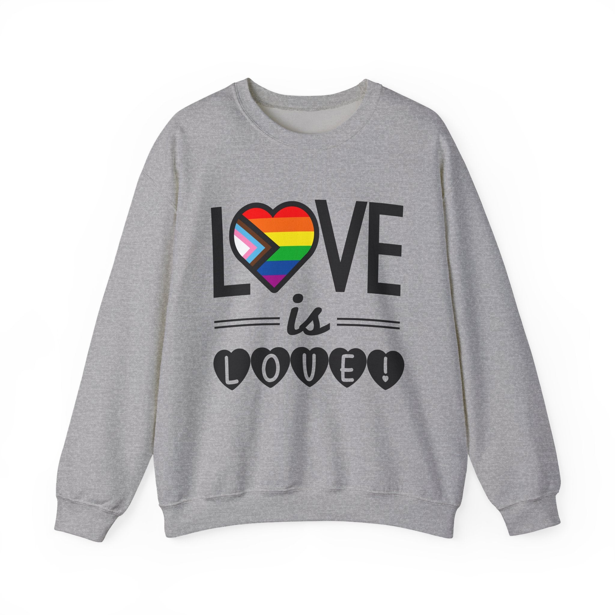 Love Is Love Sweatshirt — Rainbow Heart Pride Crewneck