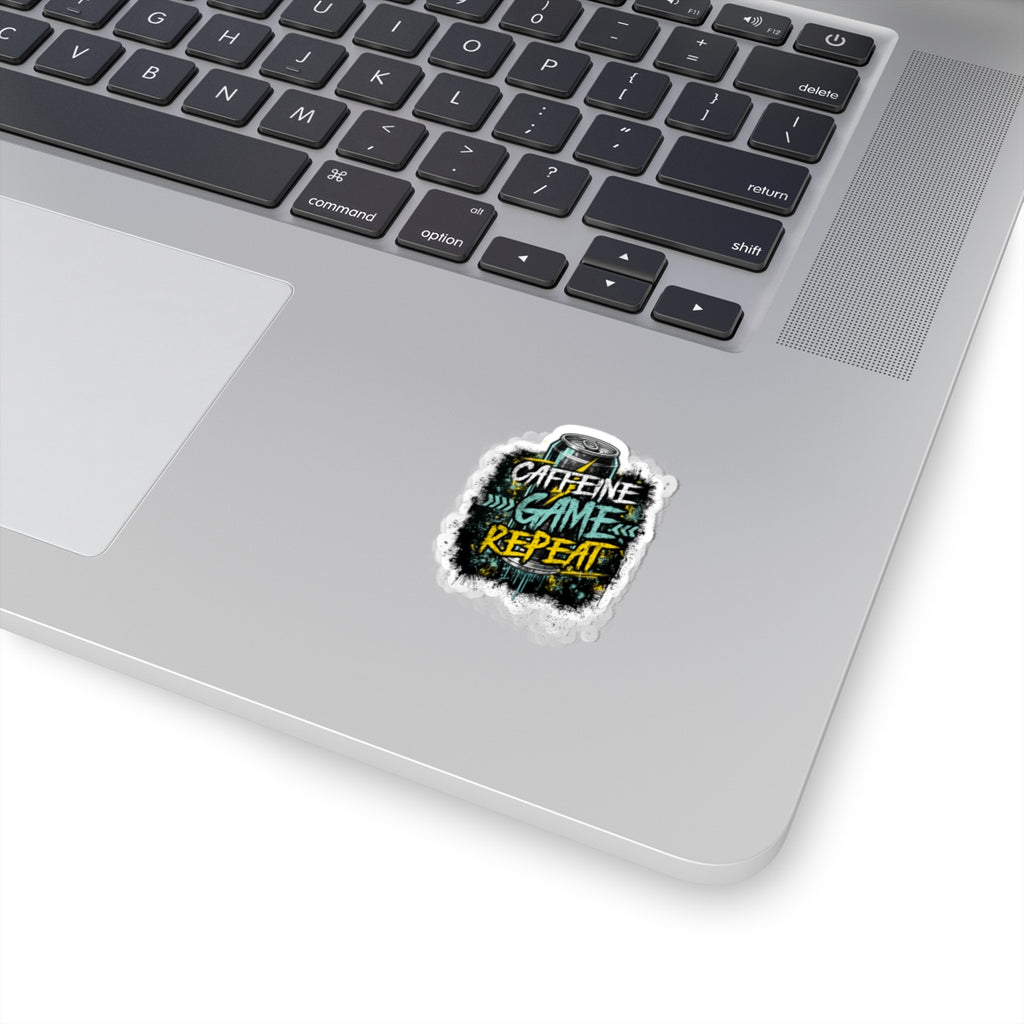 Kiss-Cut Sticker — "Caffeine Game Repeat" Gamer Energy Decal