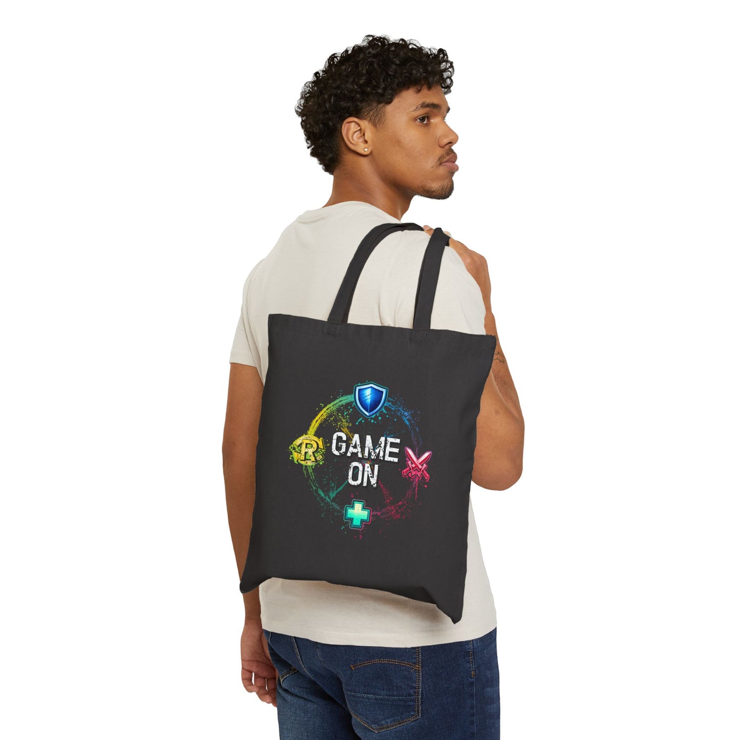 Tank DPS Heal Repeat Tote Bag | MMO RPG Gamer Canvas Bag | Raid Night Carryall