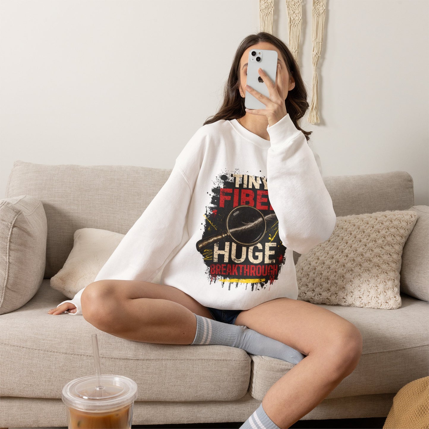 Tiny Fiber Huge Breakthrough Crewneck Sweatshirt | True Crime Forensics Pullover