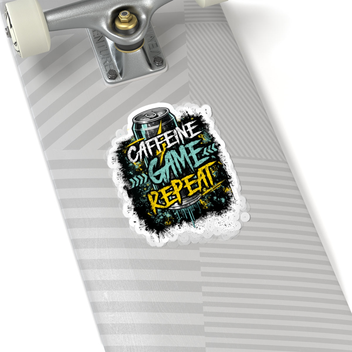 Kiss-Cut Sticker — "Caffeine Game Repeat" Gamer Energy Decal