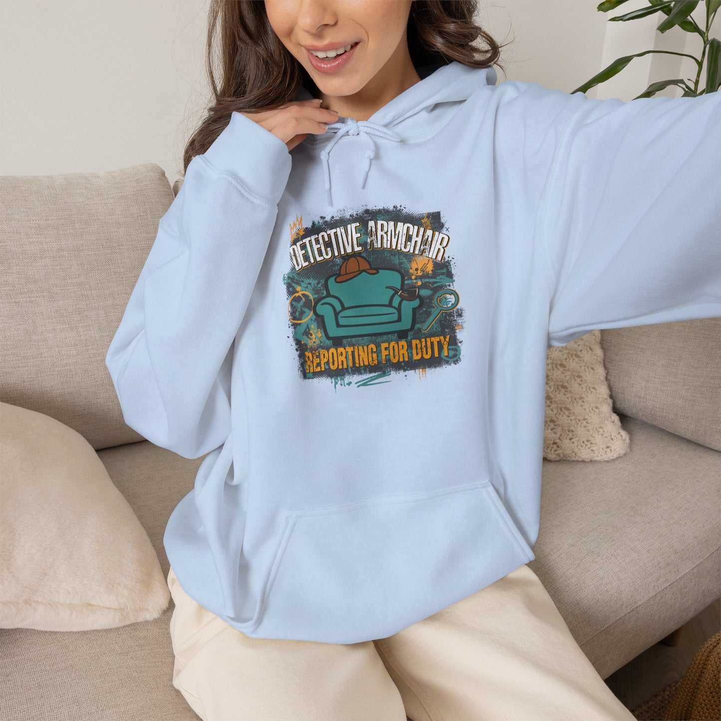 Detective Armchair Reporting for Duty Funny True Crime Pullover Hoodie
