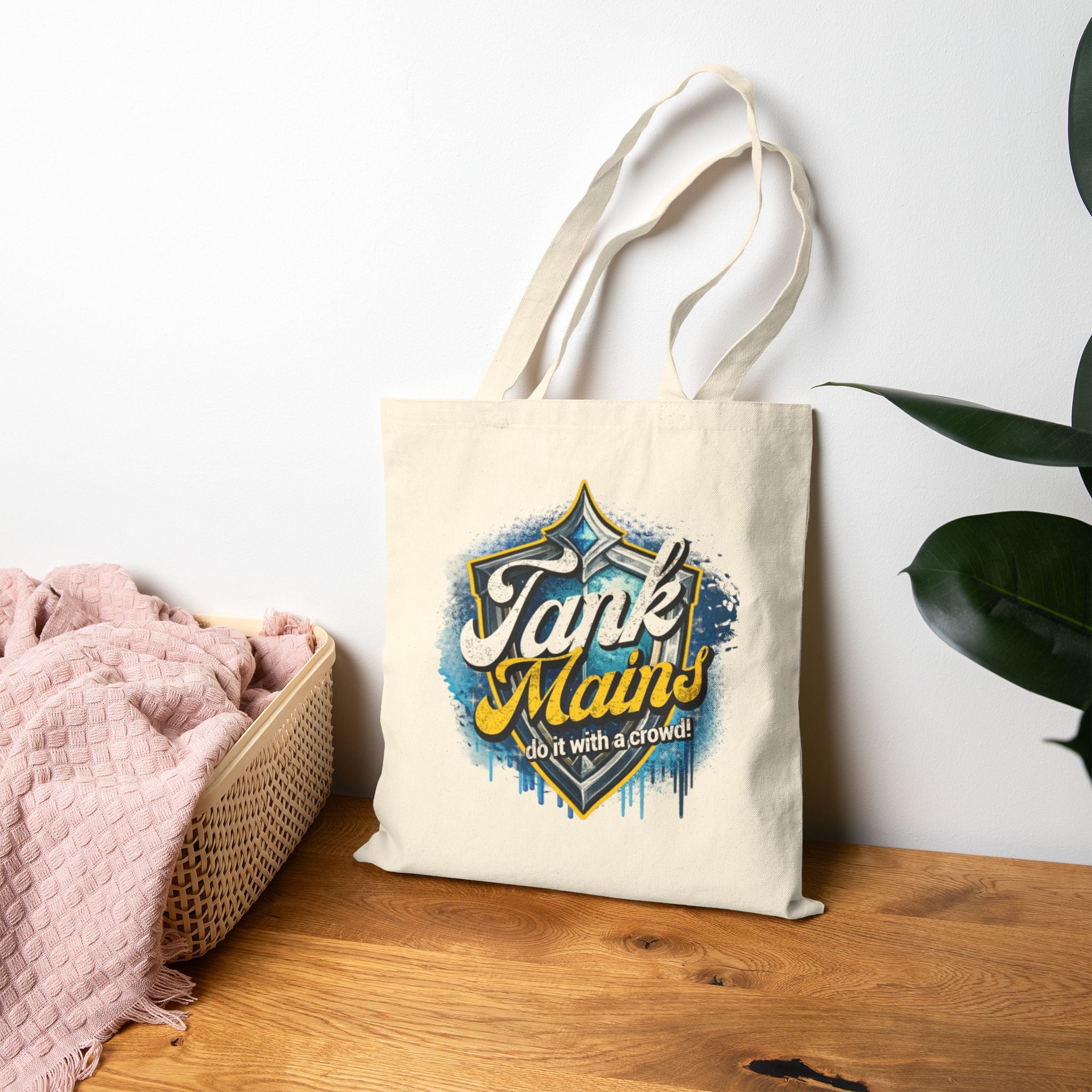 Tank Mains Graphic Tote Bag — "Tank Mains do it with a crowd" Cotton Canvas Tote