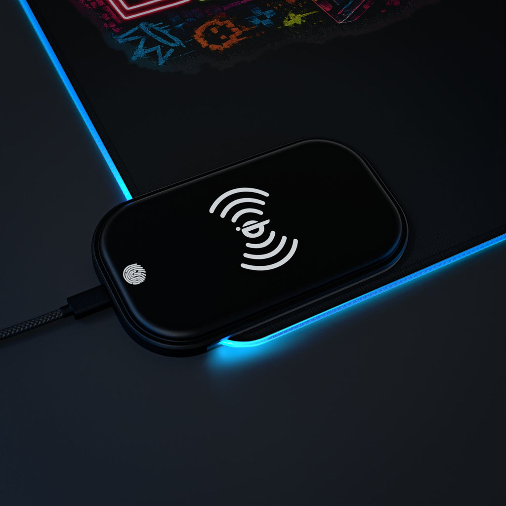 LED RGB Gaming Mouse Pad with Wireless Charging — "Raid Night" Neon Design