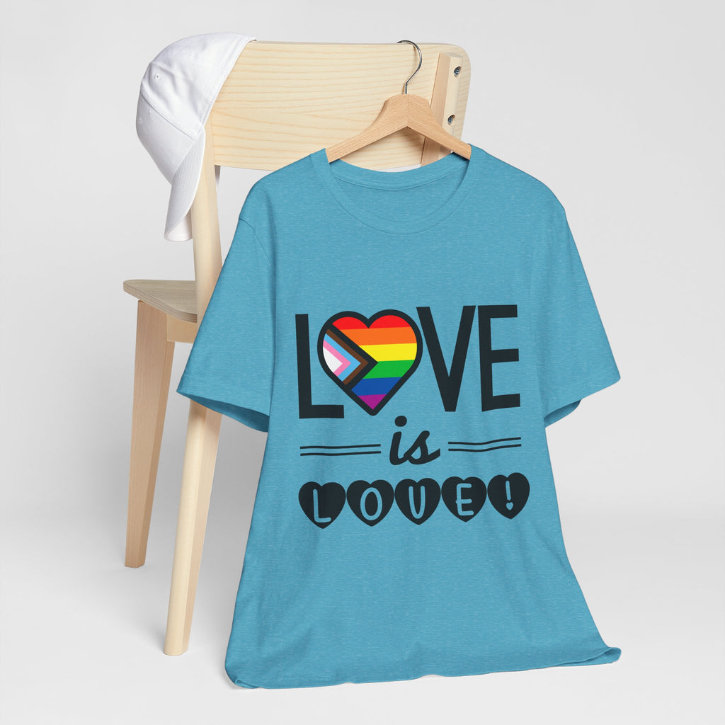 Love Is Love T-Shirt — Rainbow Heart Pride Tee