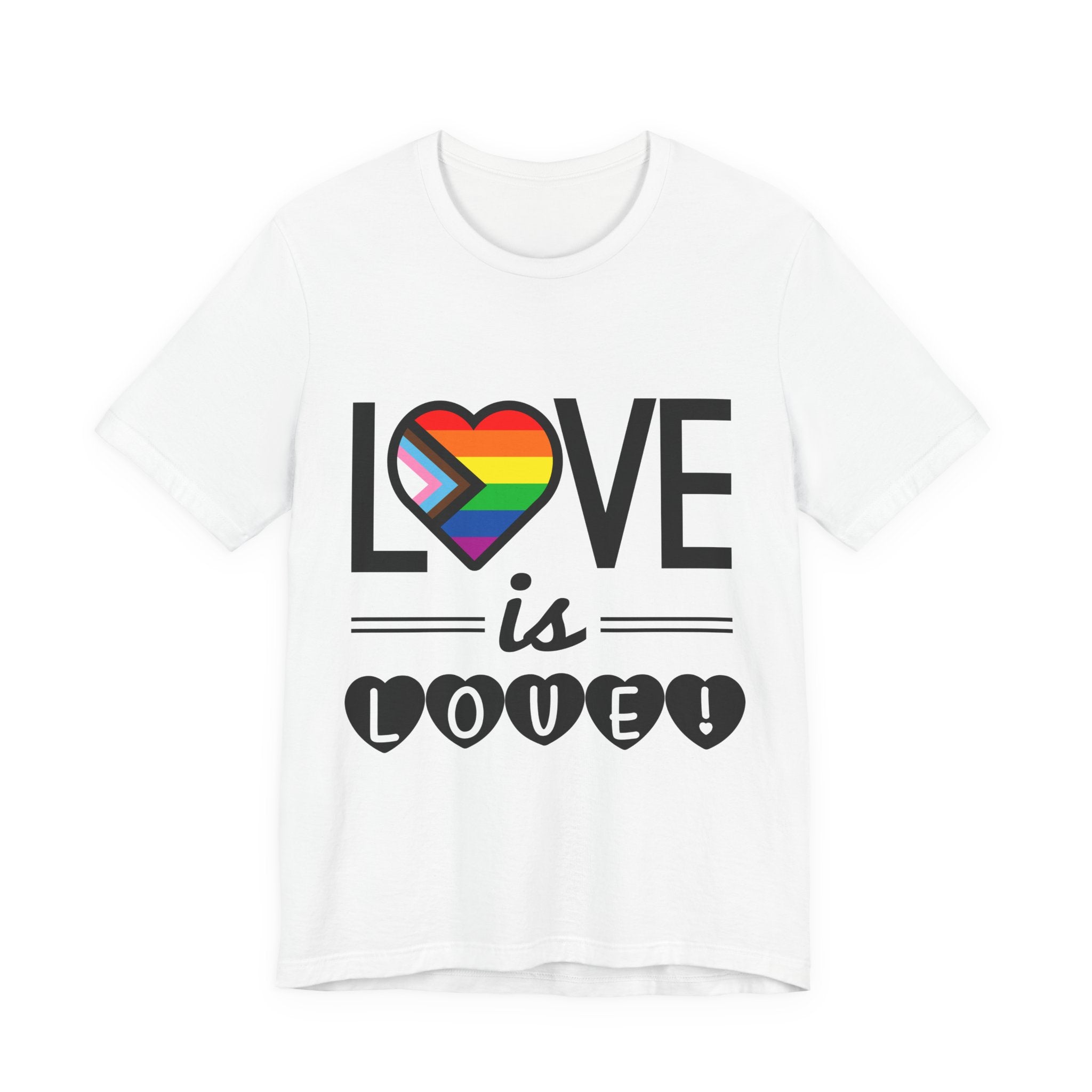 Love Is Love T-Shirt — Rainbow Heart Pride Tee