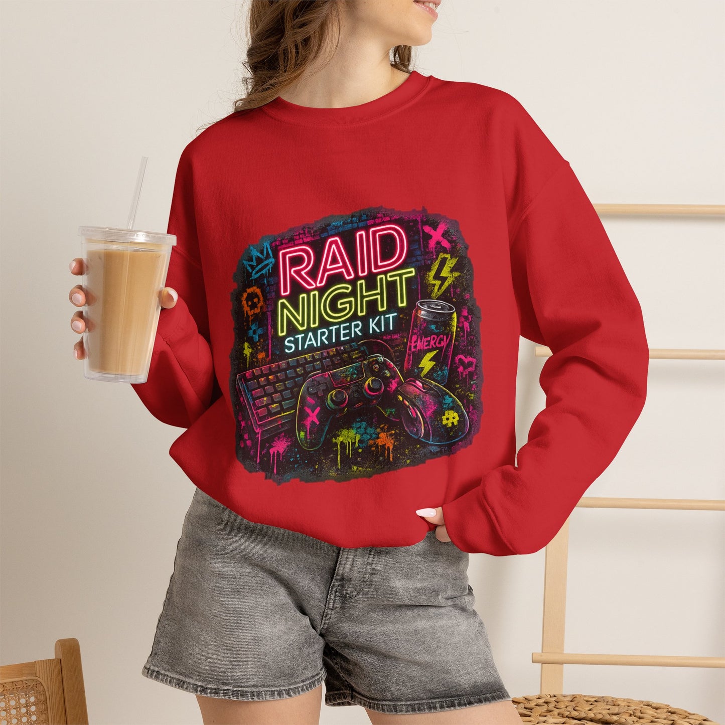 Raid Night Starter Kit | Retro Neon Gamer Sweatshirt