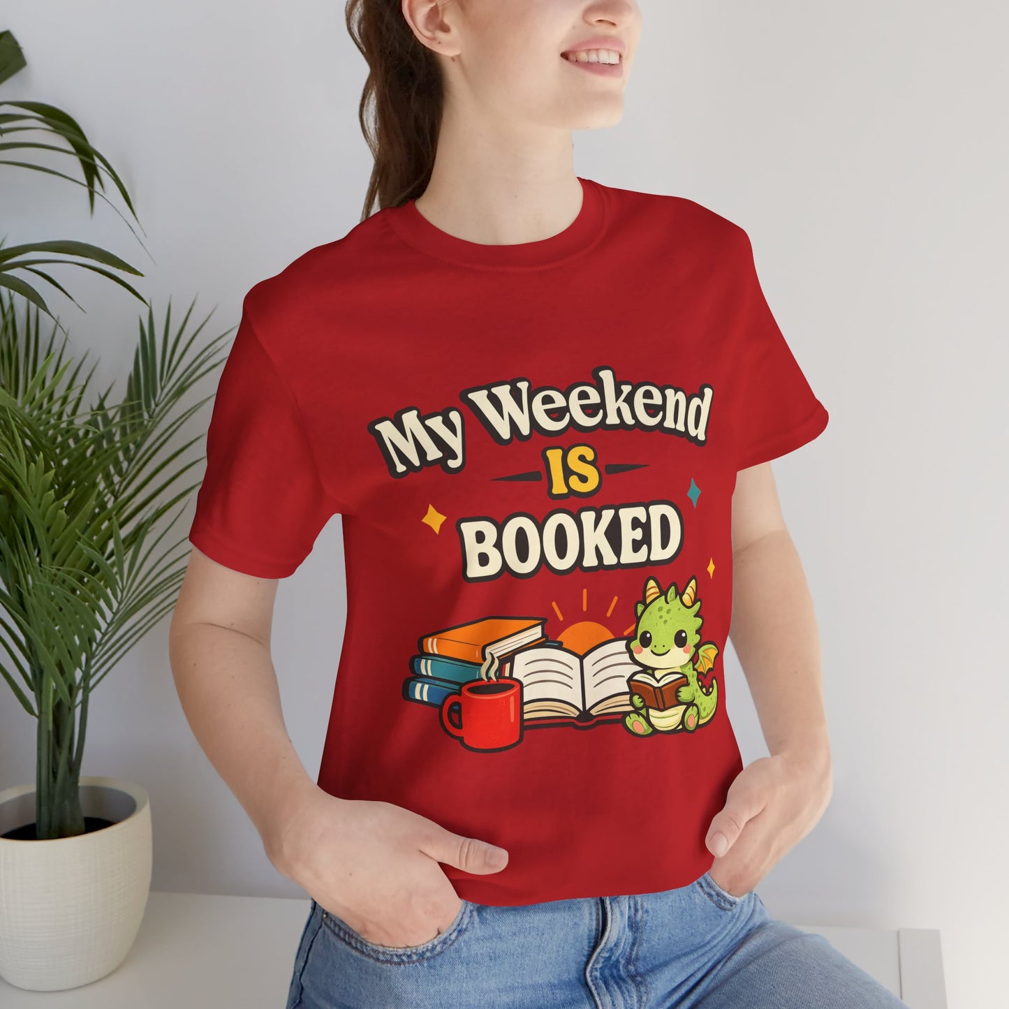 My Weekend Is Booked Cute Book Dragon Reading T-Shirt
