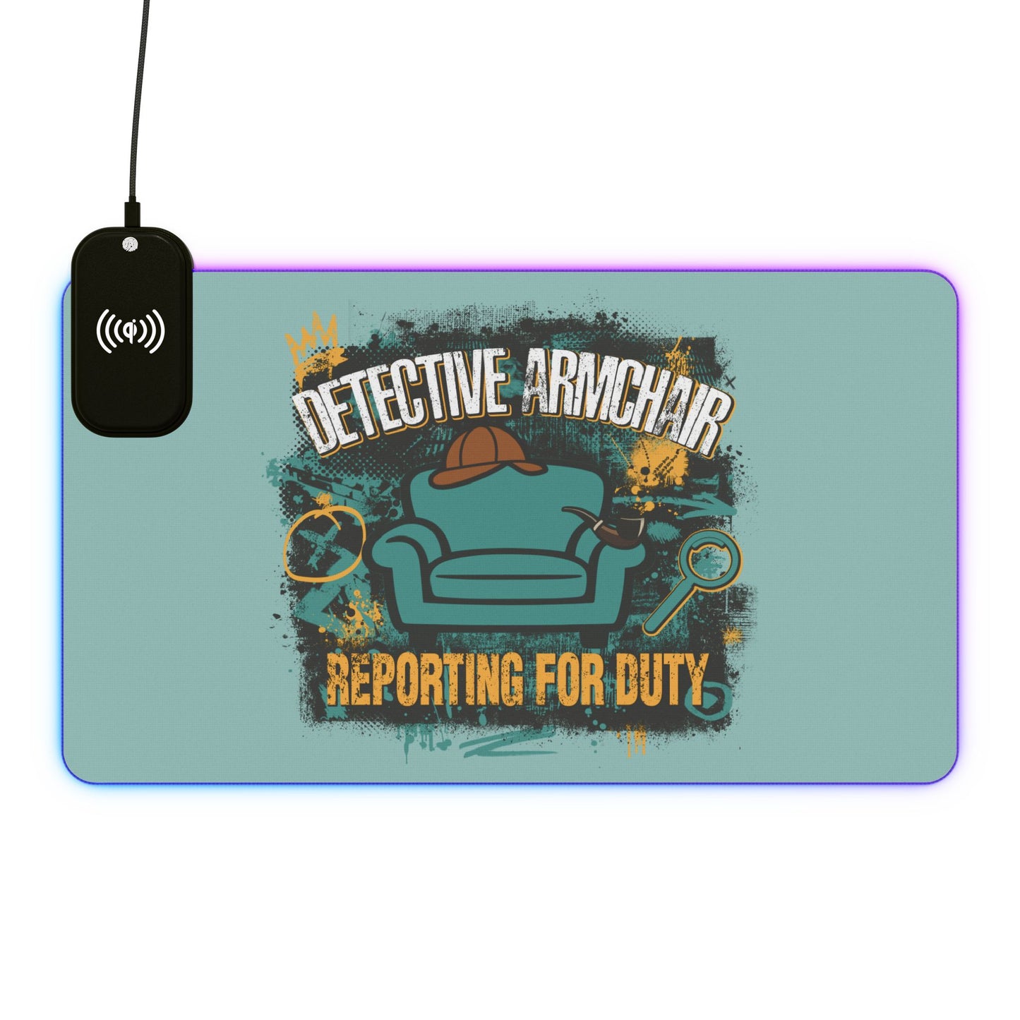 Detective Armchair Reporting for Duty Extended RGB Gaming Mouse Pad
