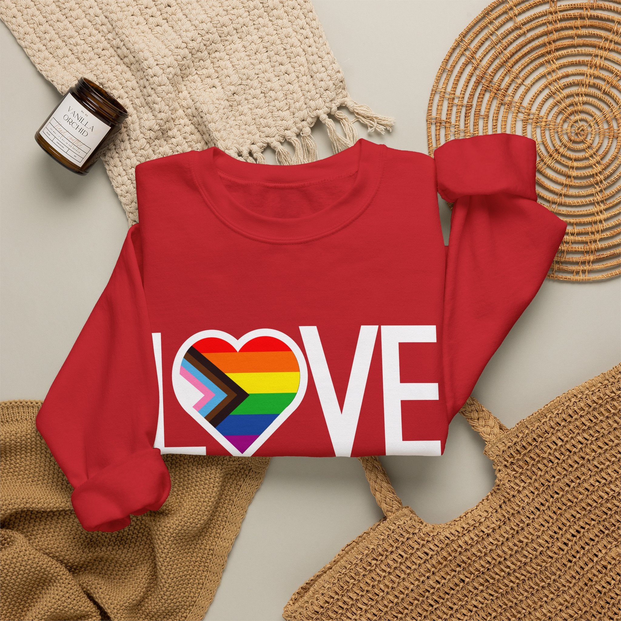 Love Is Love Sweatshirt — Rainbow Heart Pride Crewneck