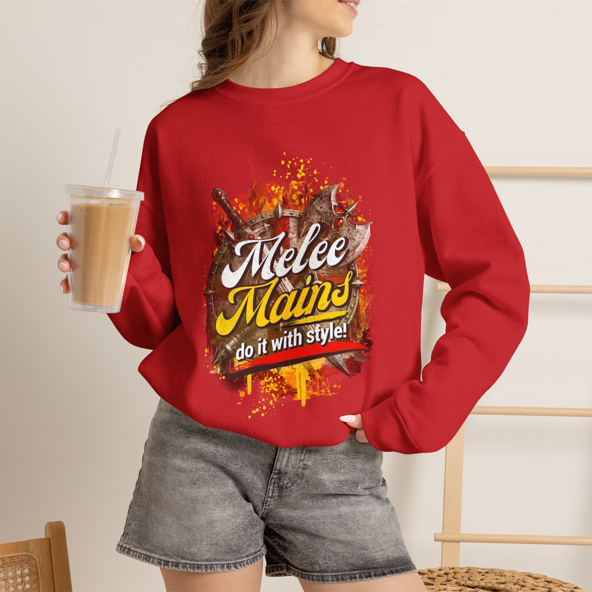 Melee Mains Crewneck Sweatshirt – “Do It With Style” Gamer Graphic Pullover
