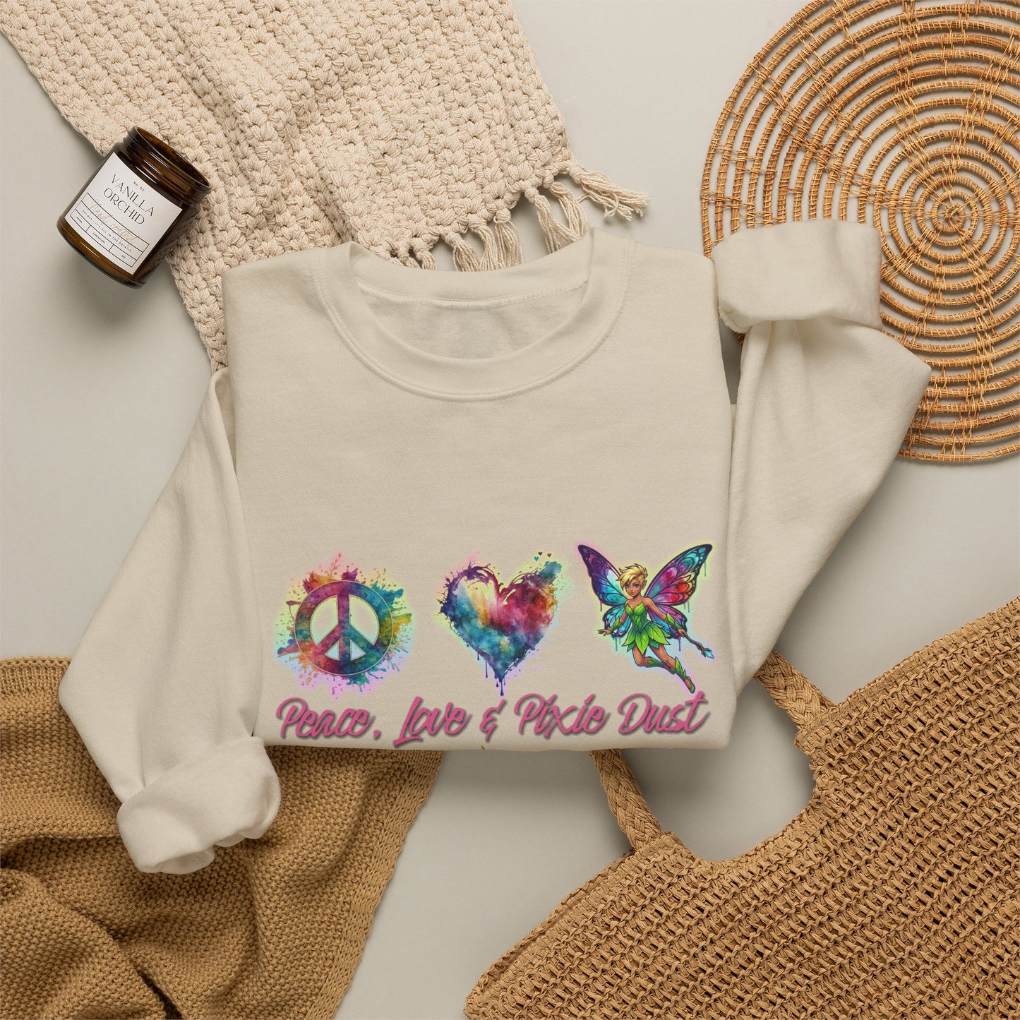 Peace, Love & Pixie Dust Fantasy Crewneck Sweatshirt