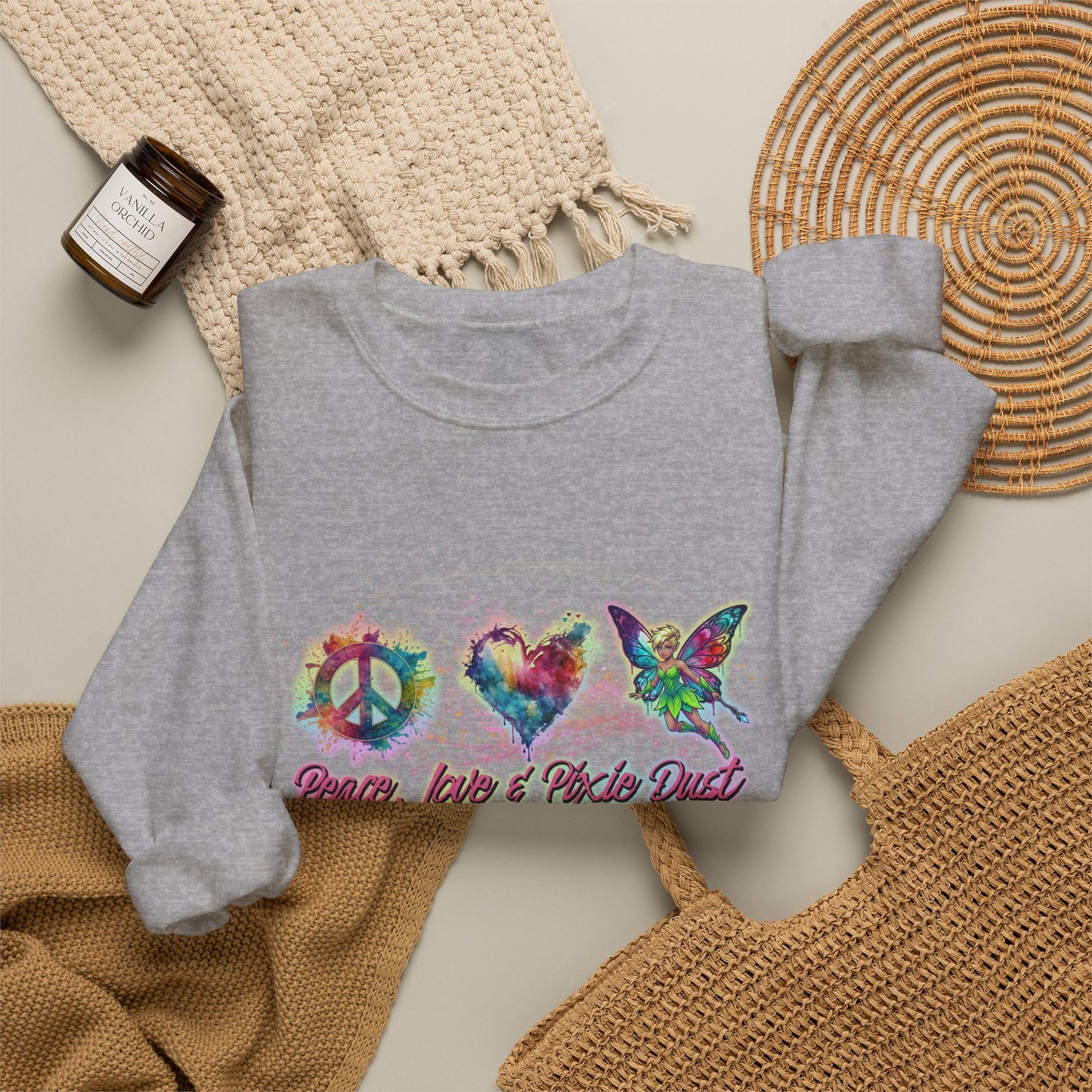 Peace, Love & Pixie Dust Fantasy Crewneck Sweatshirt