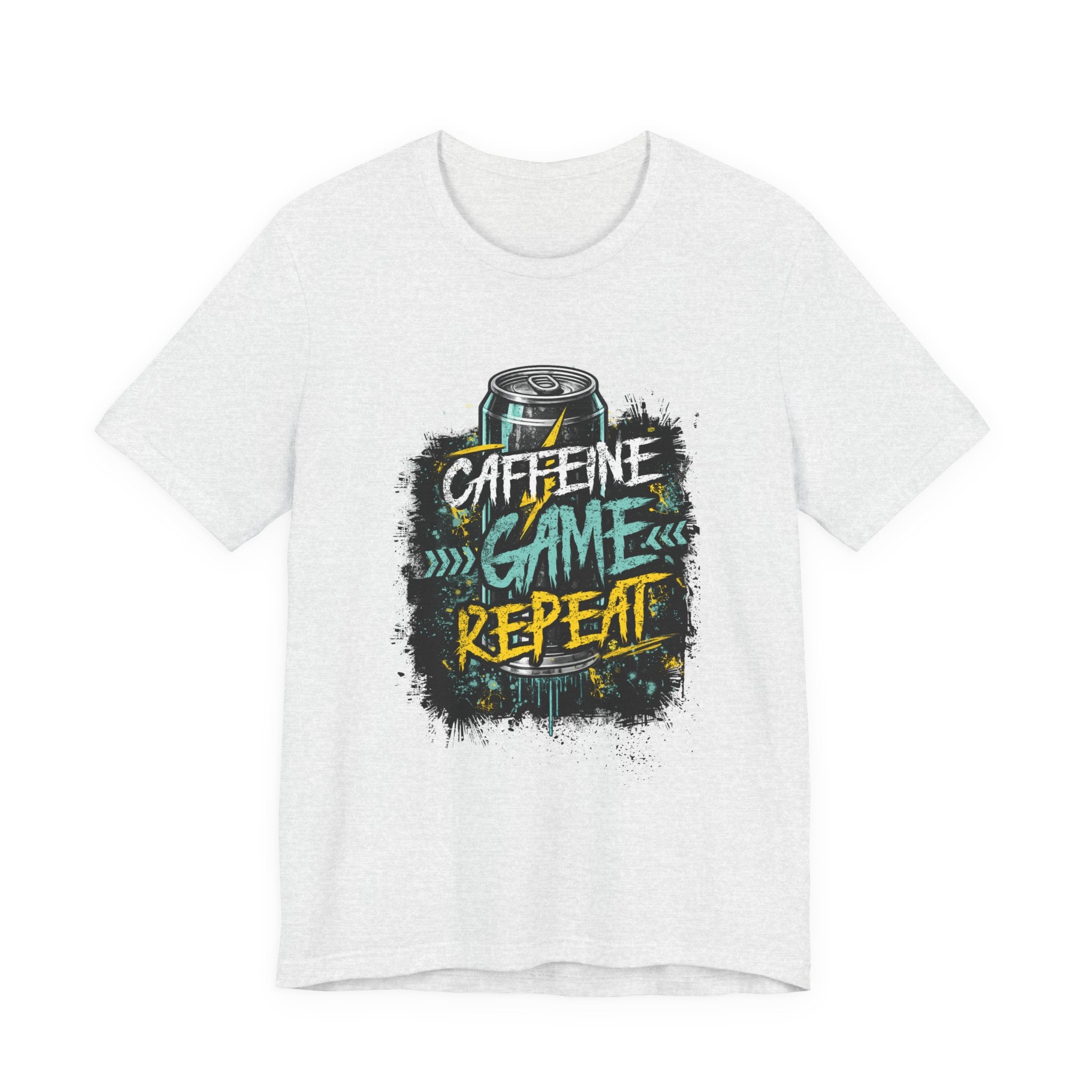 Caffeine Game Repeat T‑Shirt — Gamer Coffee Tee for Streamers & PC Players