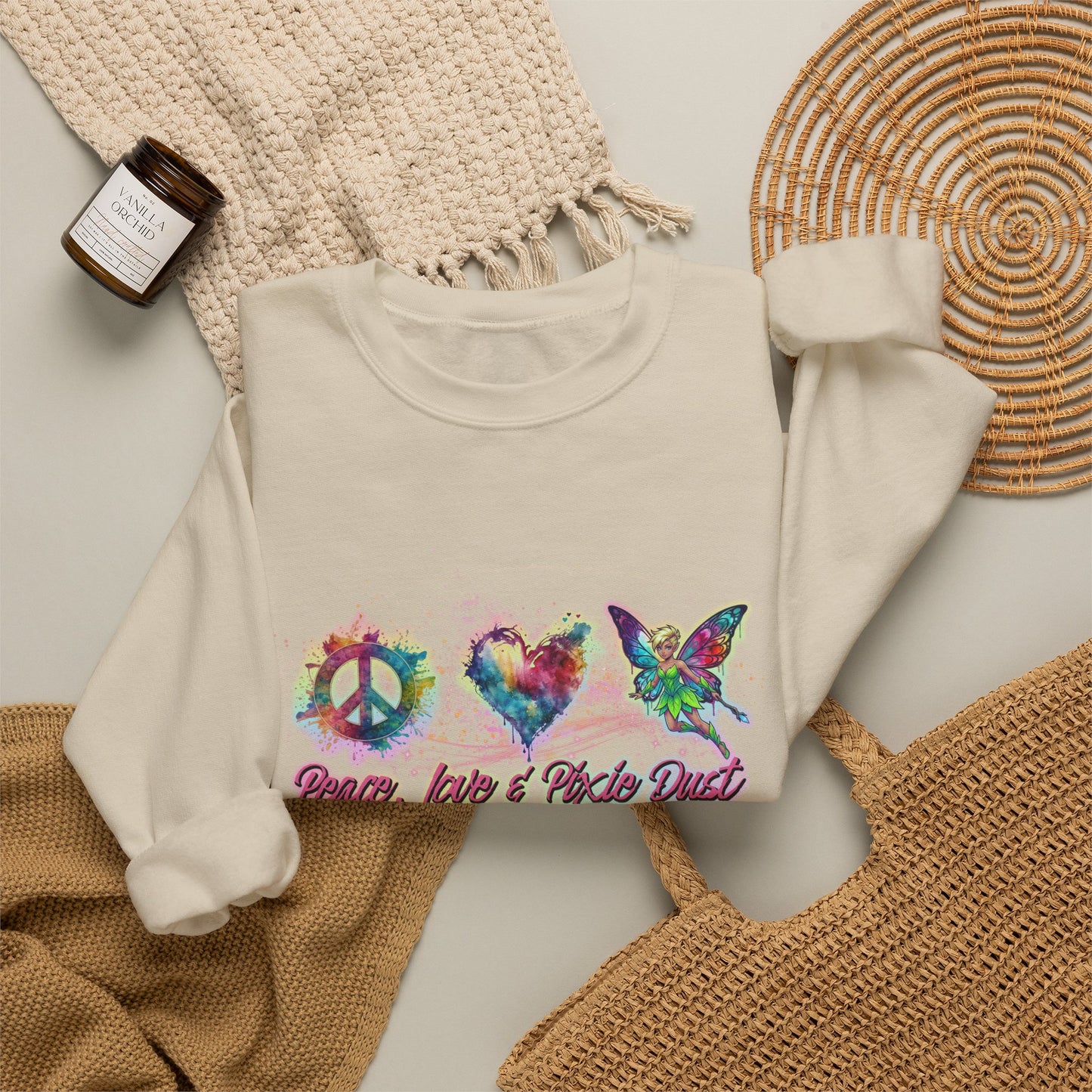 Peace, Love & Pixie Dust Fantasy Crewneck Sweatshirt