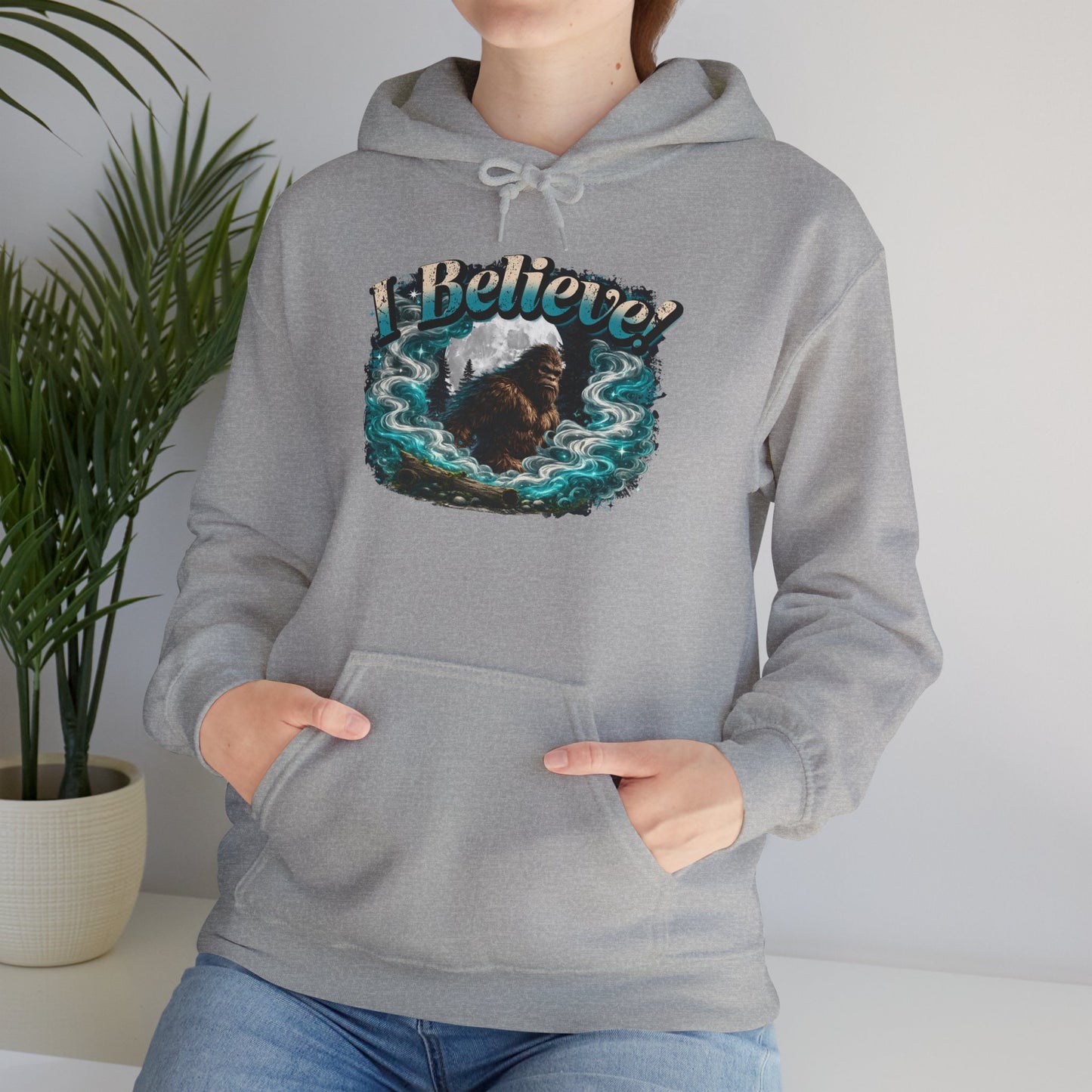 I Believe! Bigfoot Hoodie | Sasquatch Cryptid Wilderness Pullover Sweatshirt
