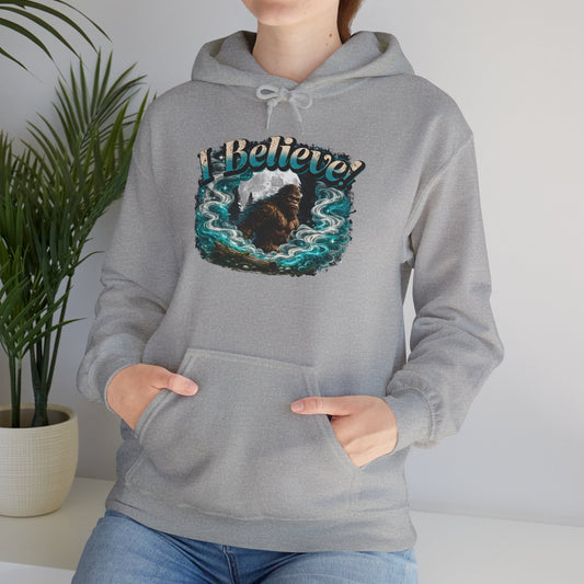 I Believe! Bigfoot Hoodie | Sasquatch Cryptid Wilderness Pullover Sweatshirt