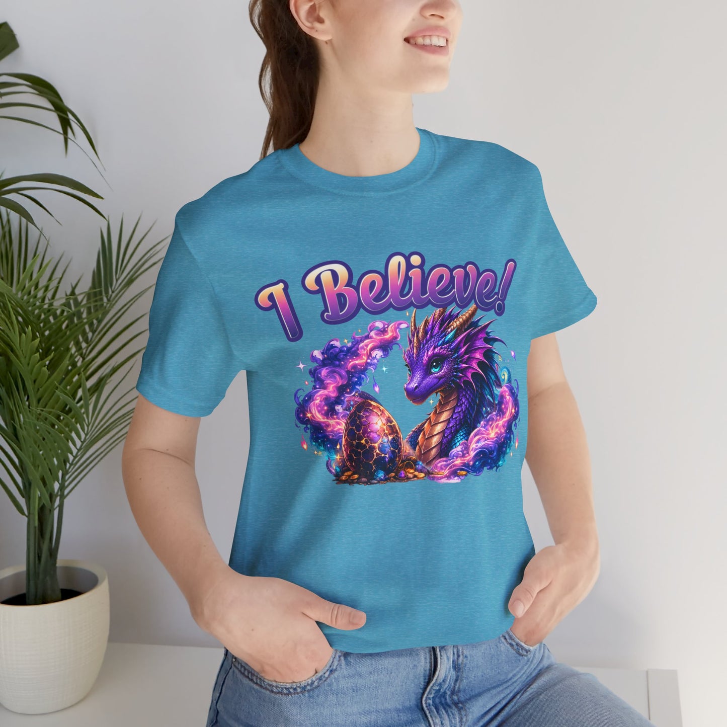 I Believe! Dragon Fantasy T-Shirt | Magical Dragon Egg Mythical Creature Graphic Tee