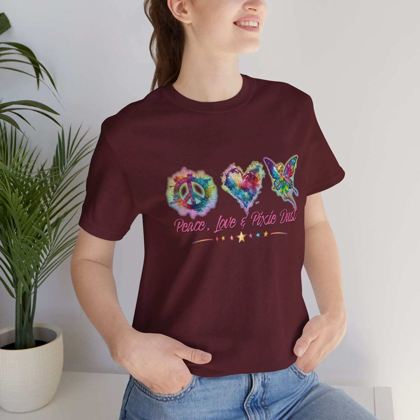 Peace, Love & Pixie Dust Watercolor Fantasy T-Shirt