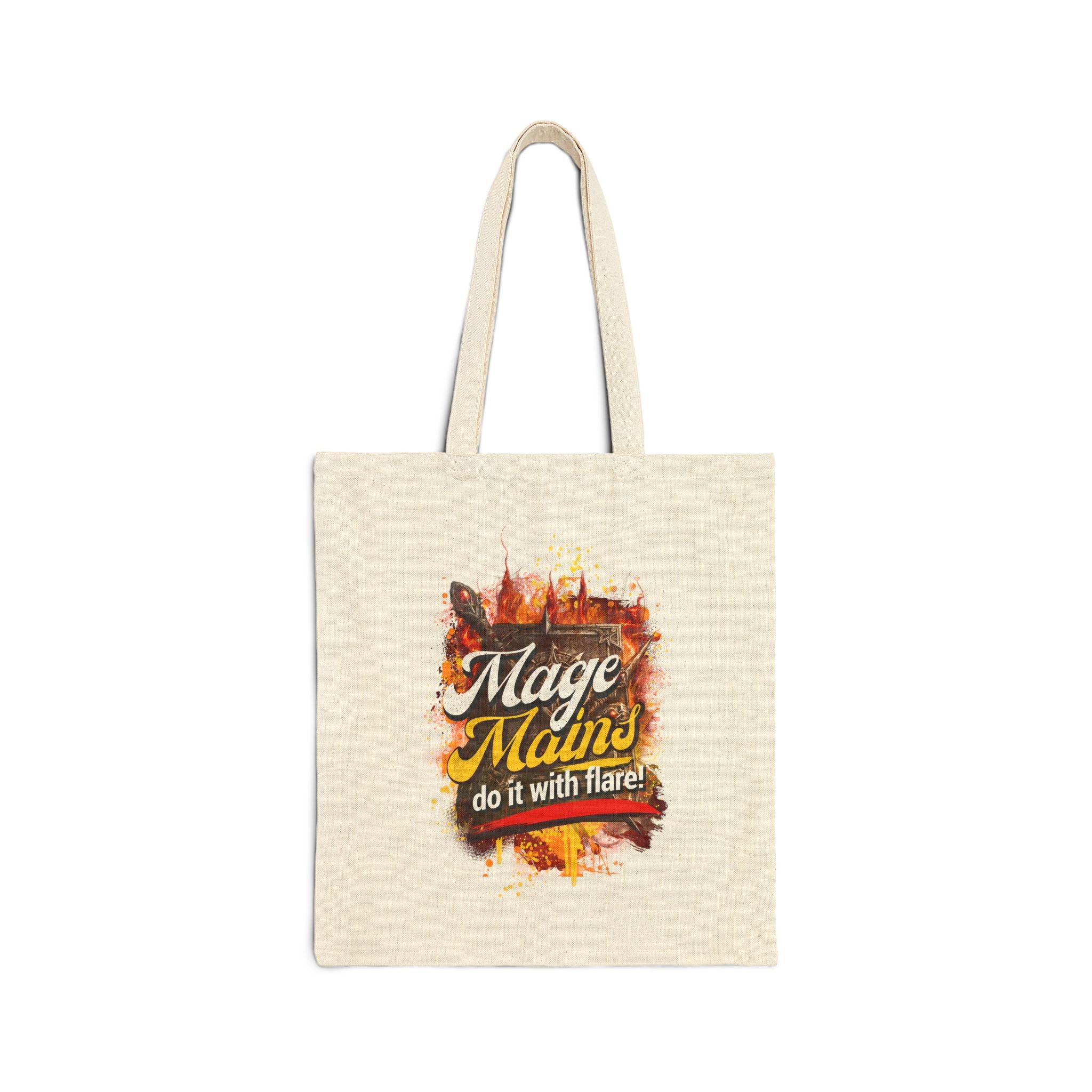 Tote Bag — "Mage Mains Do It With Flare" Canvas Gamer Tote