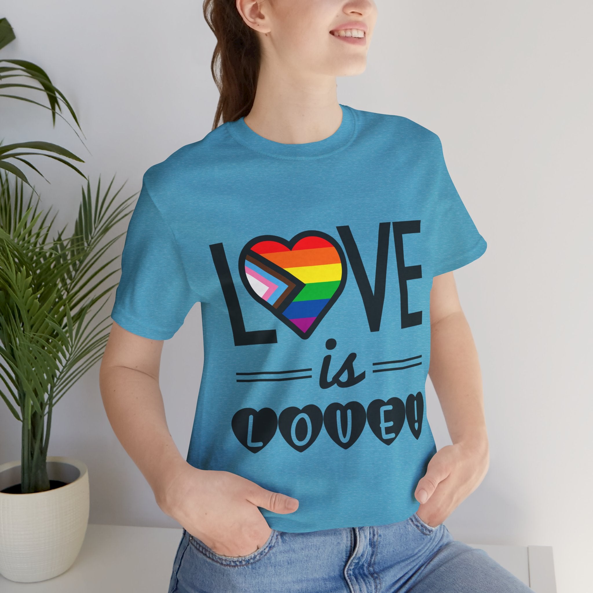 Love Is Love T-Shirt — Rainbow Heart Pride Tee