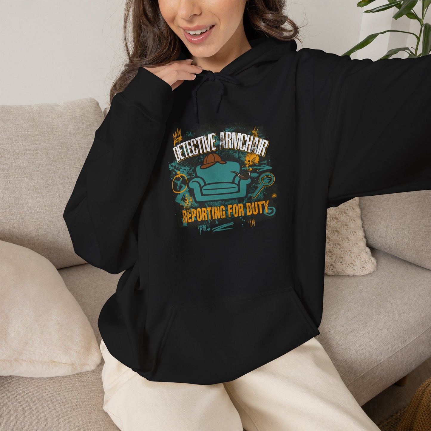 Detective Armchair Reporting for Duty Funny True Crime Pullover Hoodie