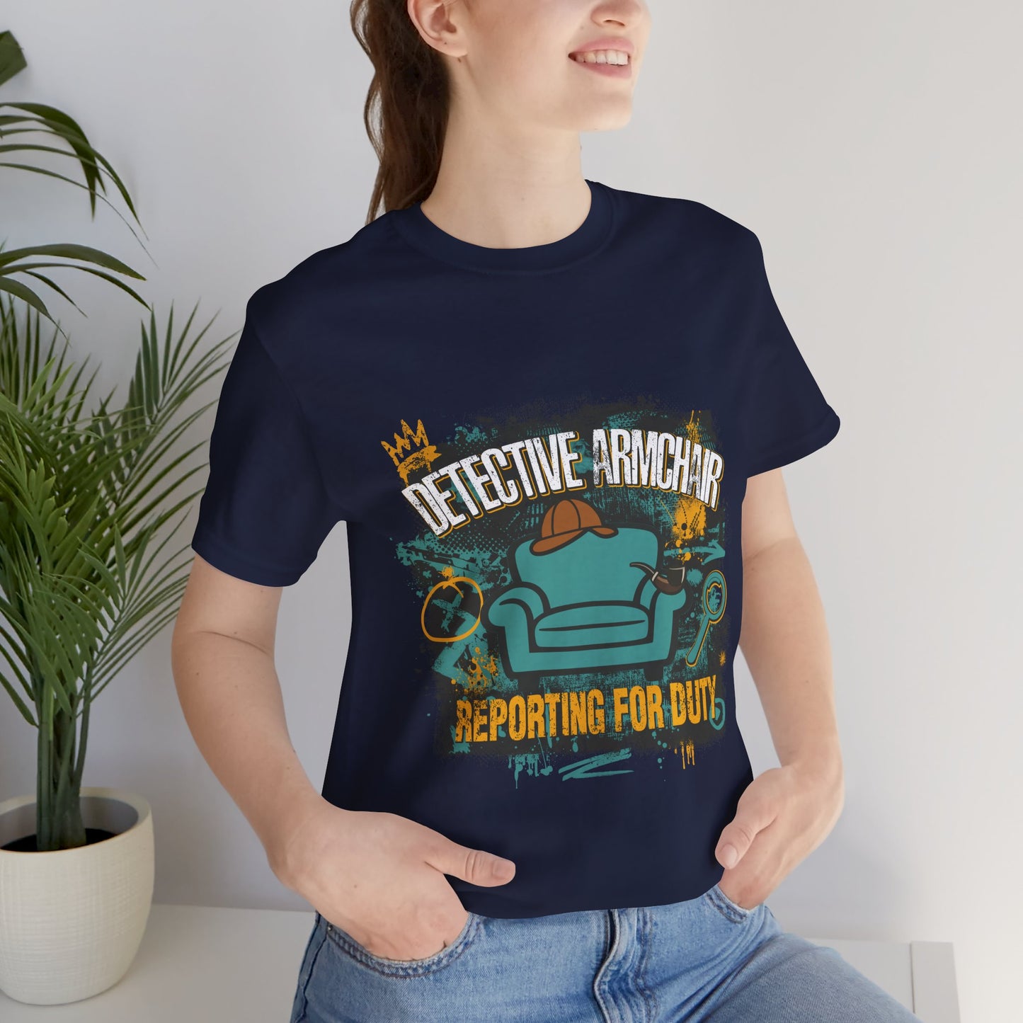 Detective Armchair Reporting for Duty Funny True Crime Graphic T-Shirt