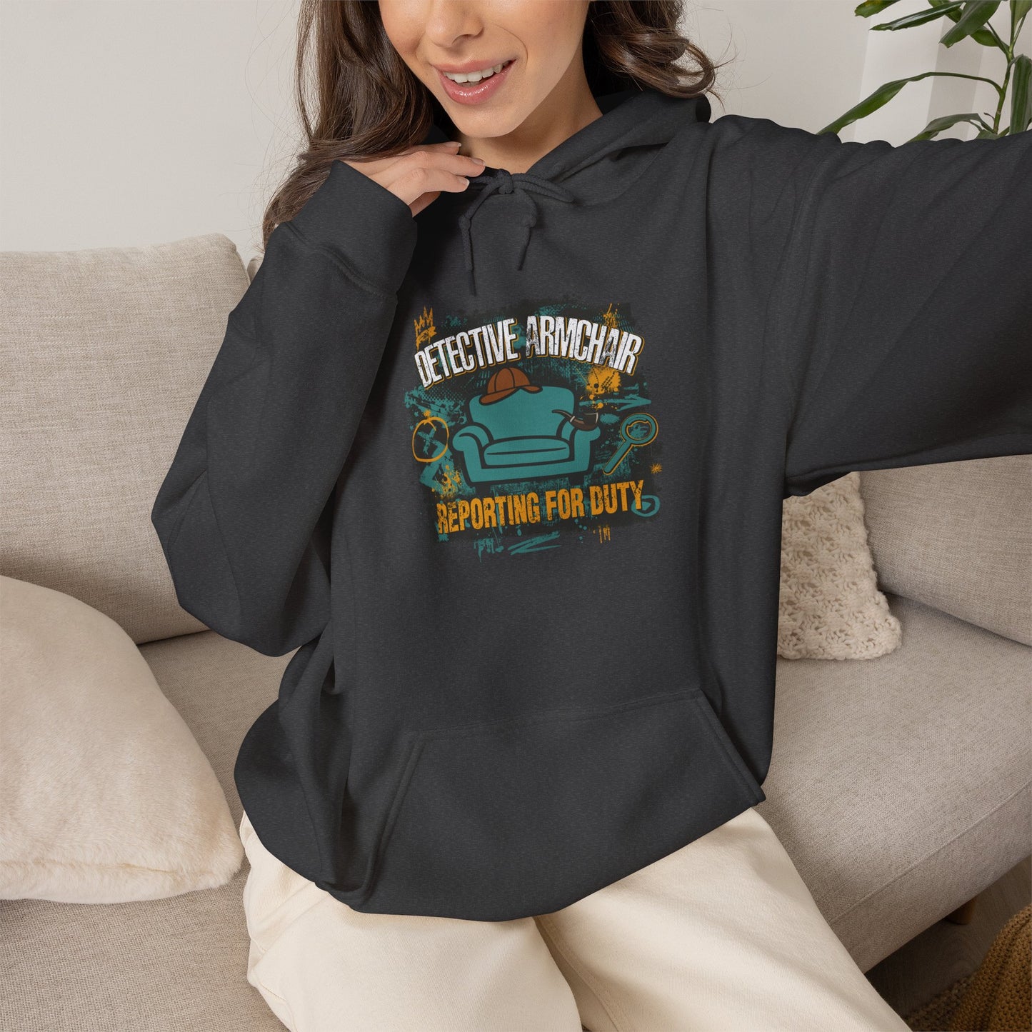 Detective Armchair Reporting for Duty Funny True Crime Pullover Hoodie