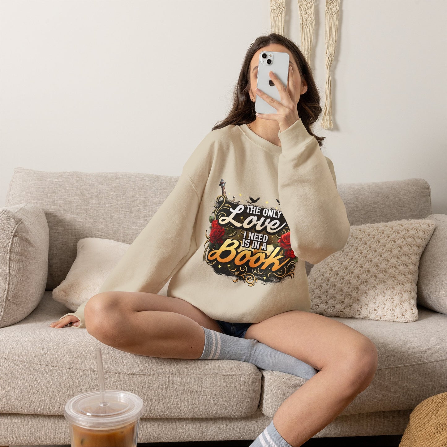 The Only Love I Need Is in a Book Crewneck Sweatshirt | BookTok Romantasy Pullover