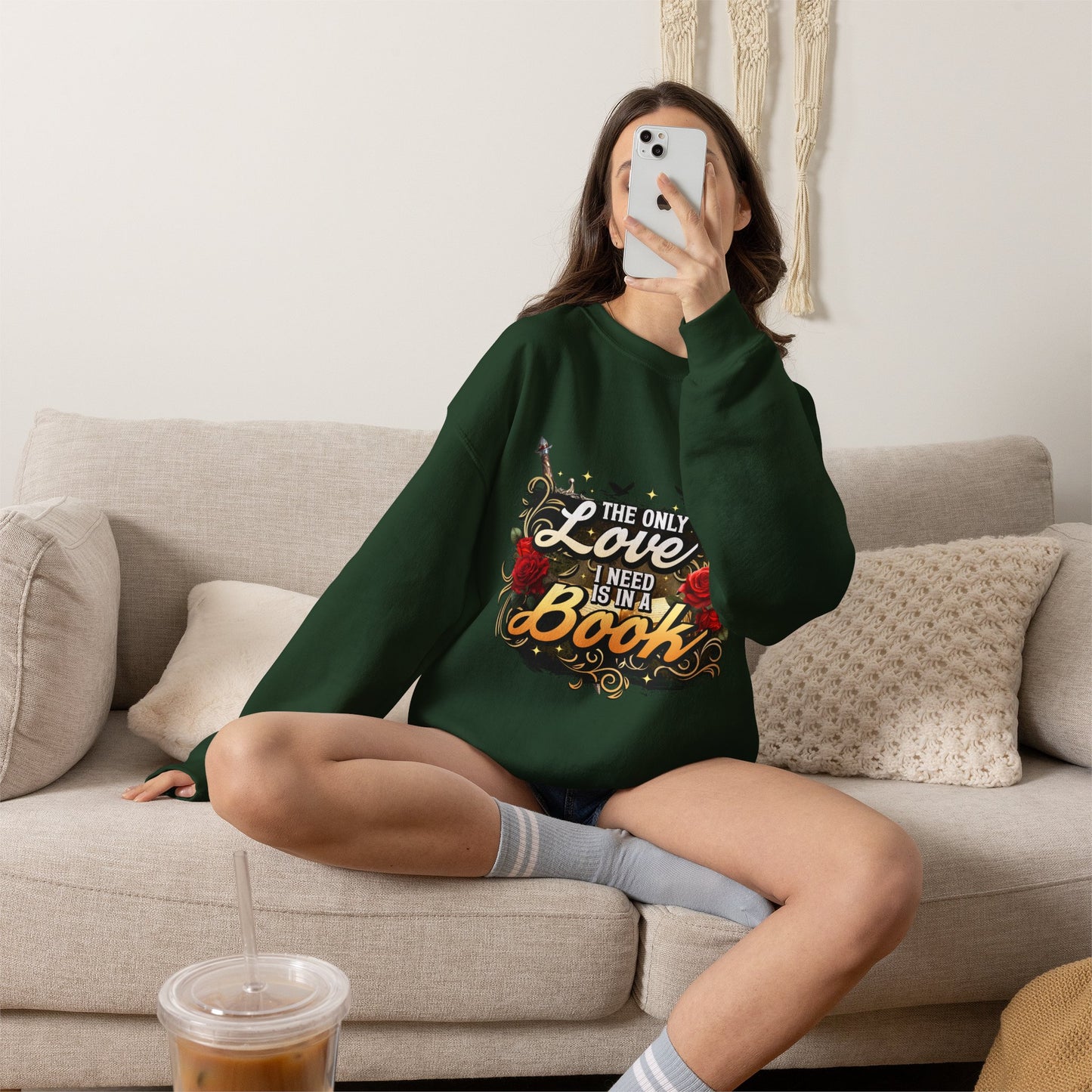 The Only Love I Need Is in a Book Crewneck Sweatshirt | BookTok Romantasy Pullover
