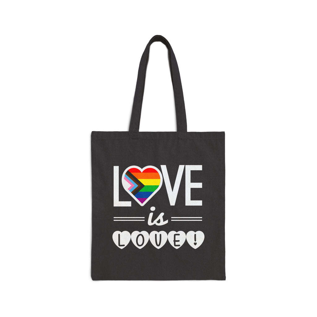 Love Is Love Pride Canvas Tote Bag — Rainbow Heart LGBTQ+ Reusable Shopper