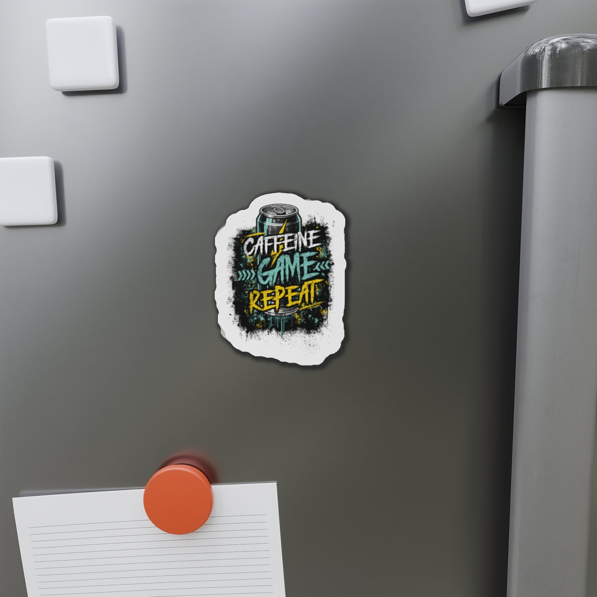 Caffeine Game Repeat Die-Cut Gamer Magnet