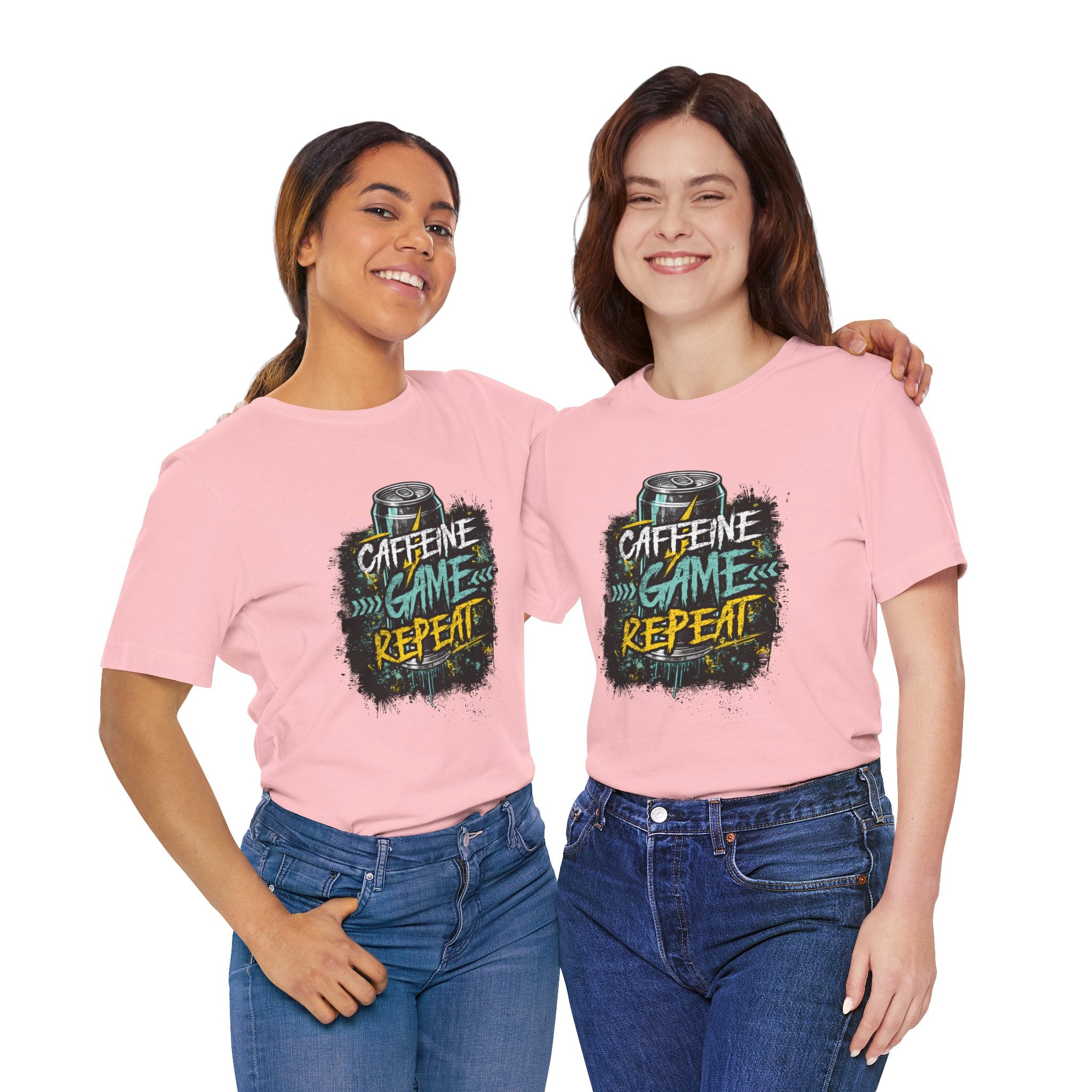 Caffeine Game Repeat T‑Shirt — Gamer Coffee Tee for Streamers & PC Players