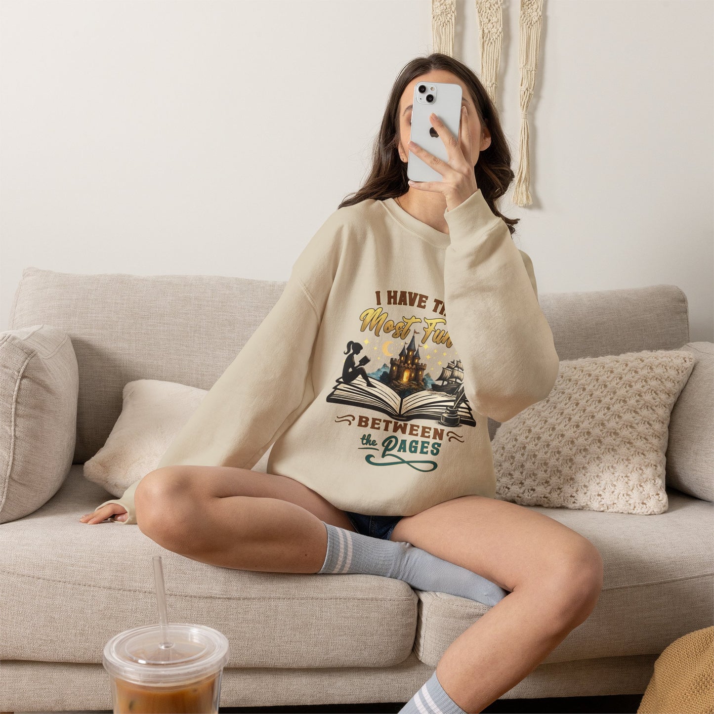 I Have the Most Fun Between the Pages Crewneck Sweatshirt | Fantasy Book Lover Pullover