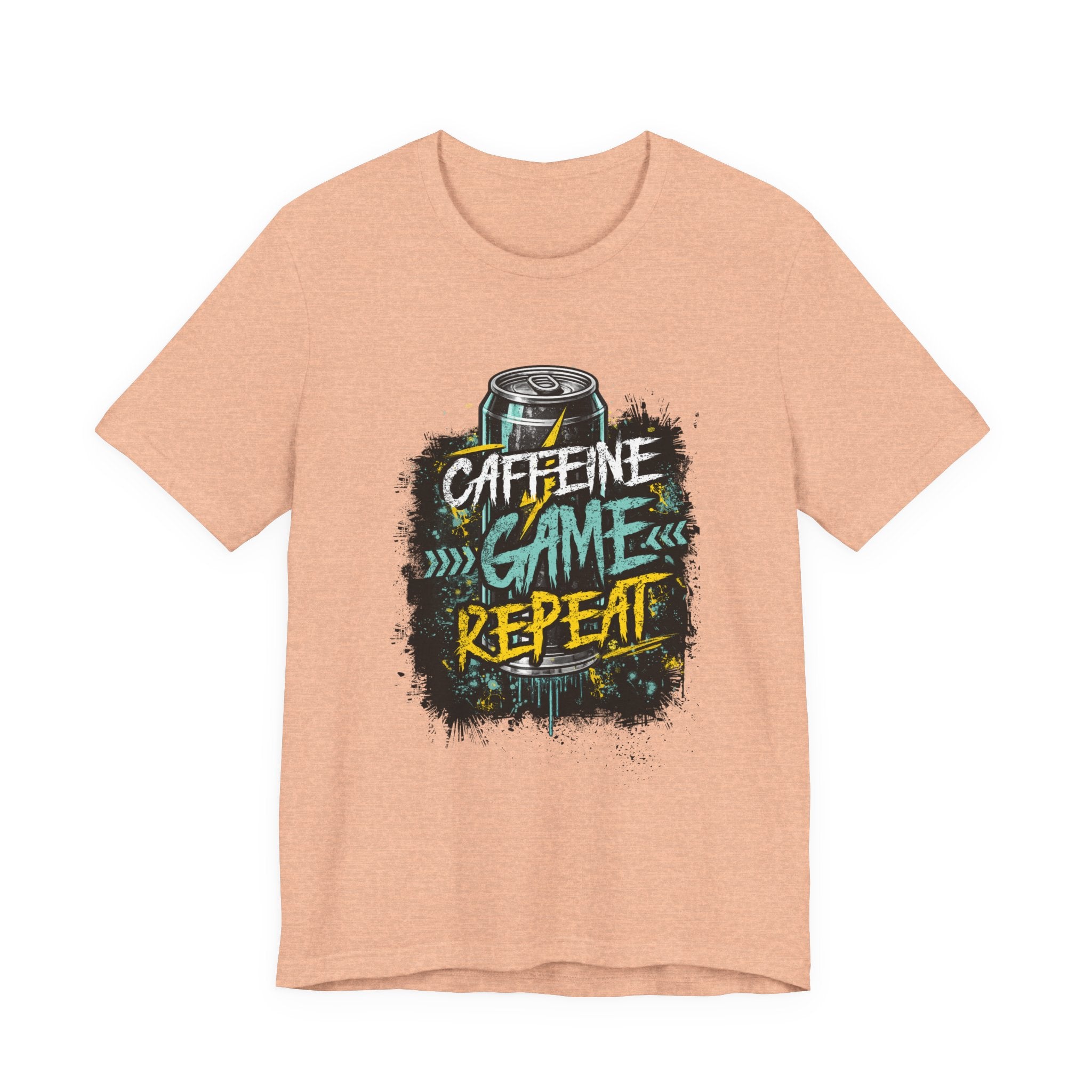 Caffeine Game Repeat T‑Shirt — Gamer Coffee Tee for Streamers & PC Players