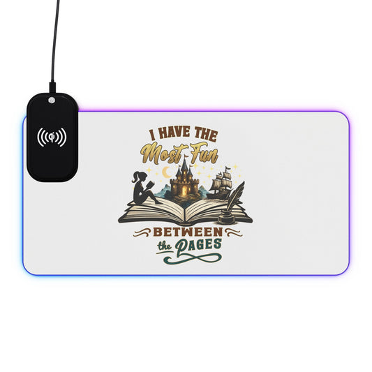 I Have the Most Fun Between the Pages Mouse Pad | Fantasy Book Lover Desk Mat | BookTok Gaming & Office Accessory