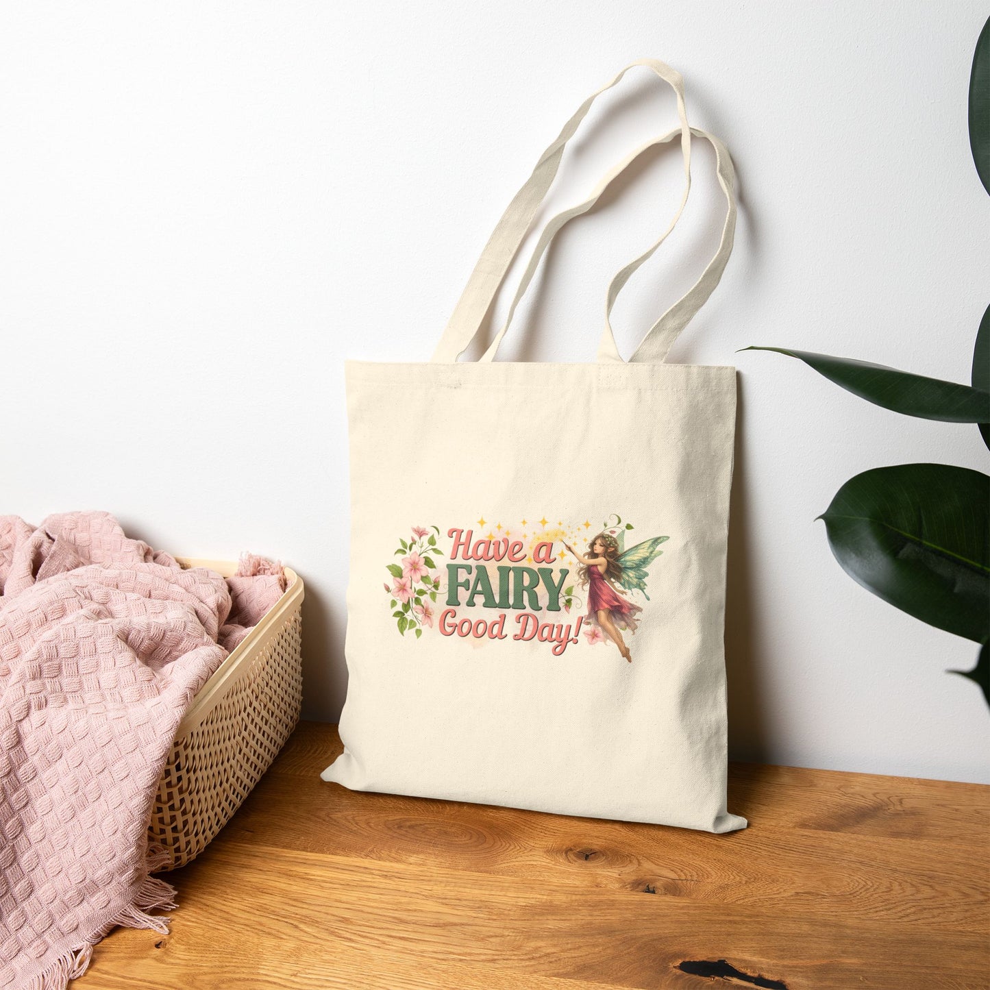 Have a Fairy Good Day Fantasy Tote Bag | Whimsical Fairycore Book Lover Canvas Tote
