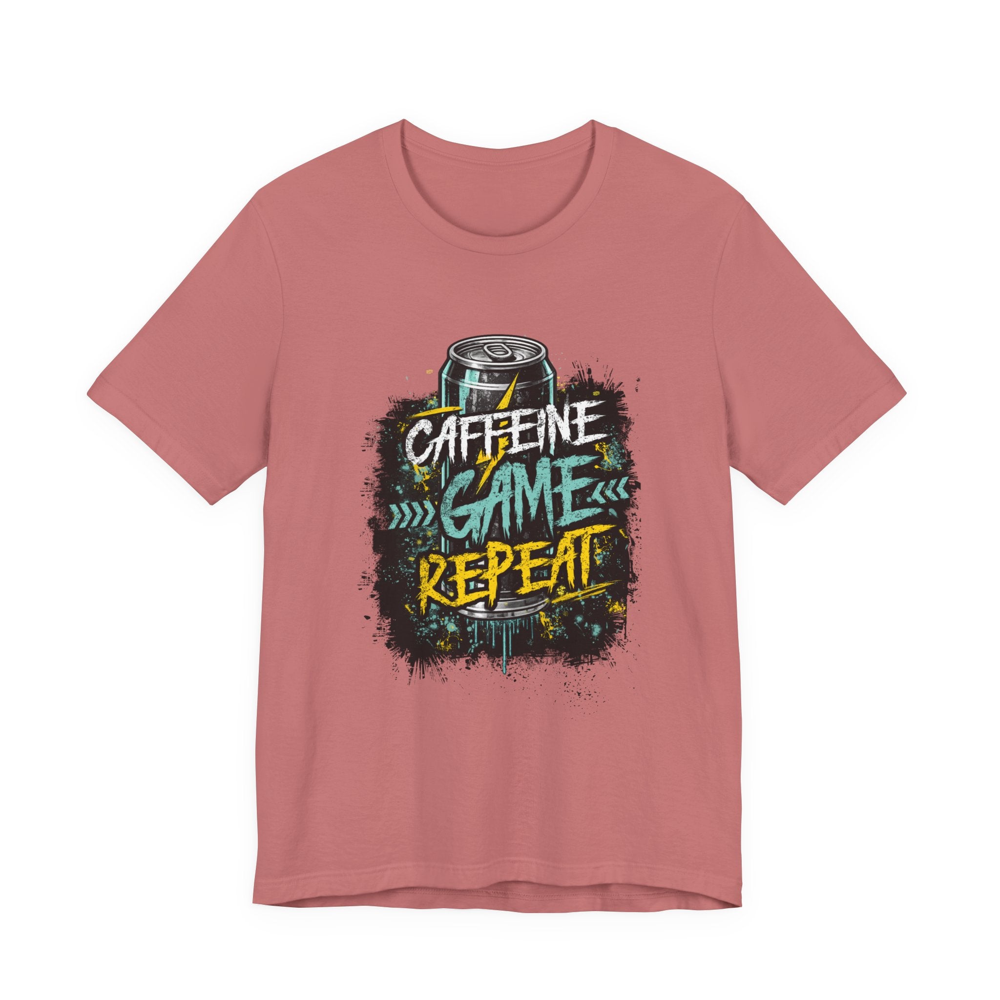 Caffeine Game Repeat T‑Shirt — Gamer Coffee Tee for Streamers & PC Players