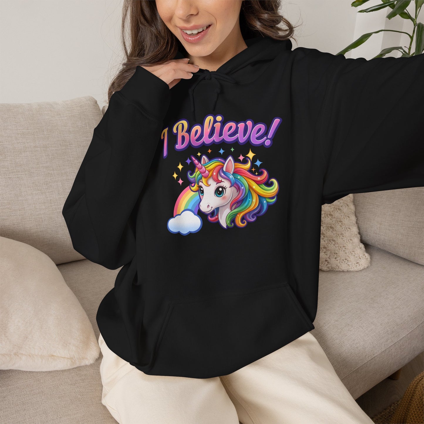 I Believe! Unicorn Hoodie | Colorful Fantasy Mythical Creature Pullover Sweatshirt