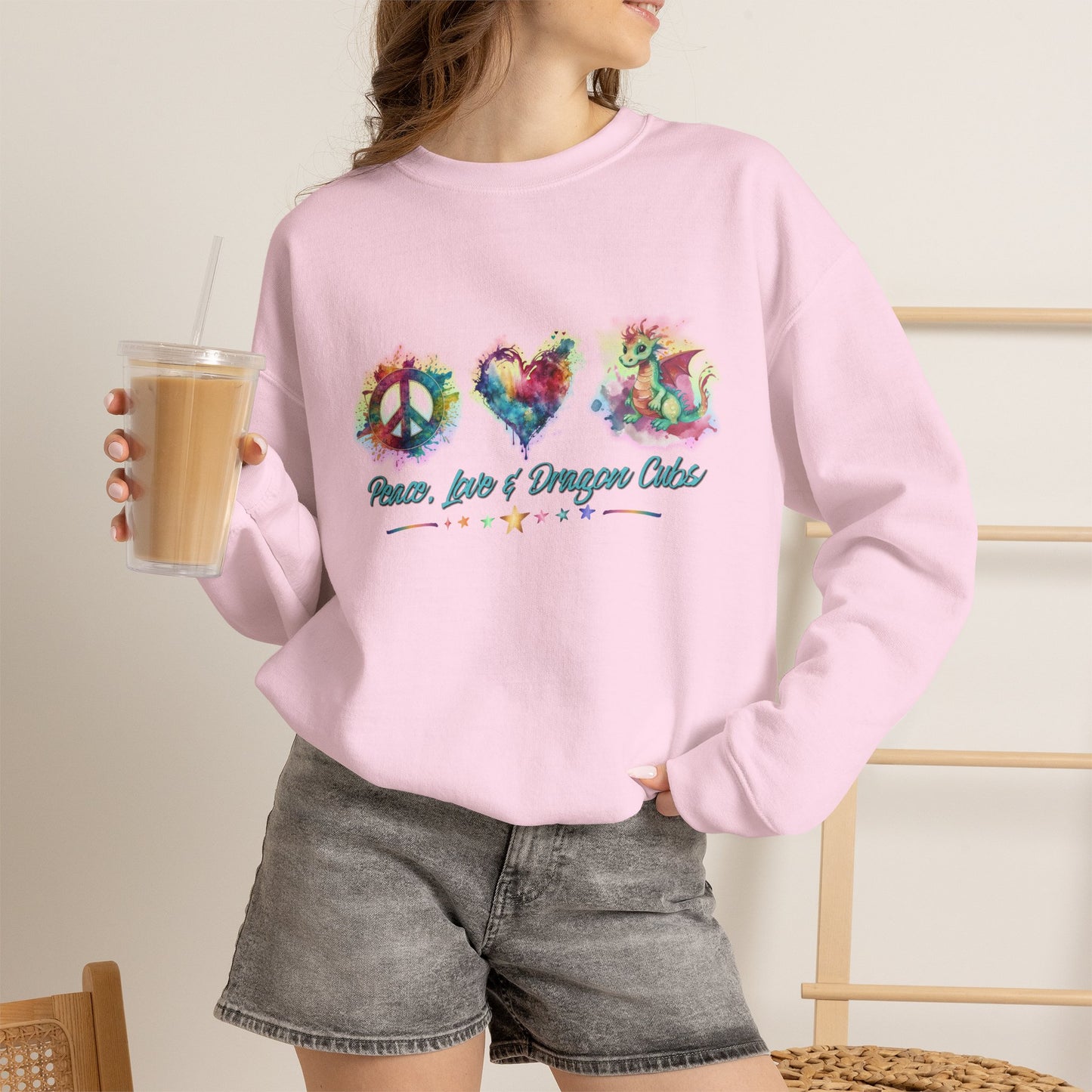 Peace, Love & Dragon Cubs Fantasy Crewneck Sweatshirt