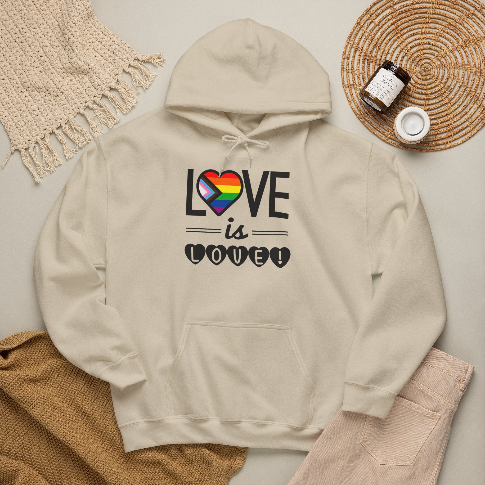 Love Is Love Hoodie — Rainbow Heart Pride Pullover