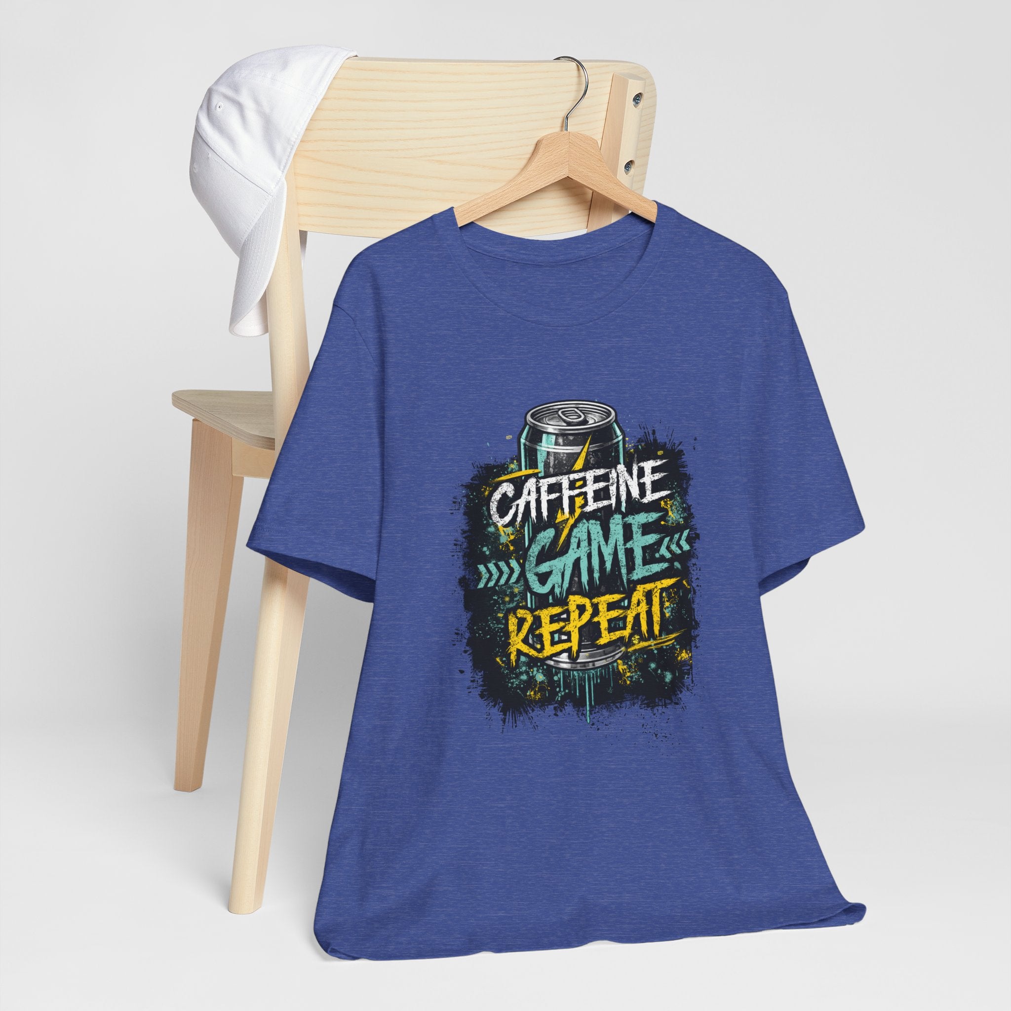 Caffeine Game Repeat T‑Shirt — Gamer Coffee Tee for Streamers & PC Players