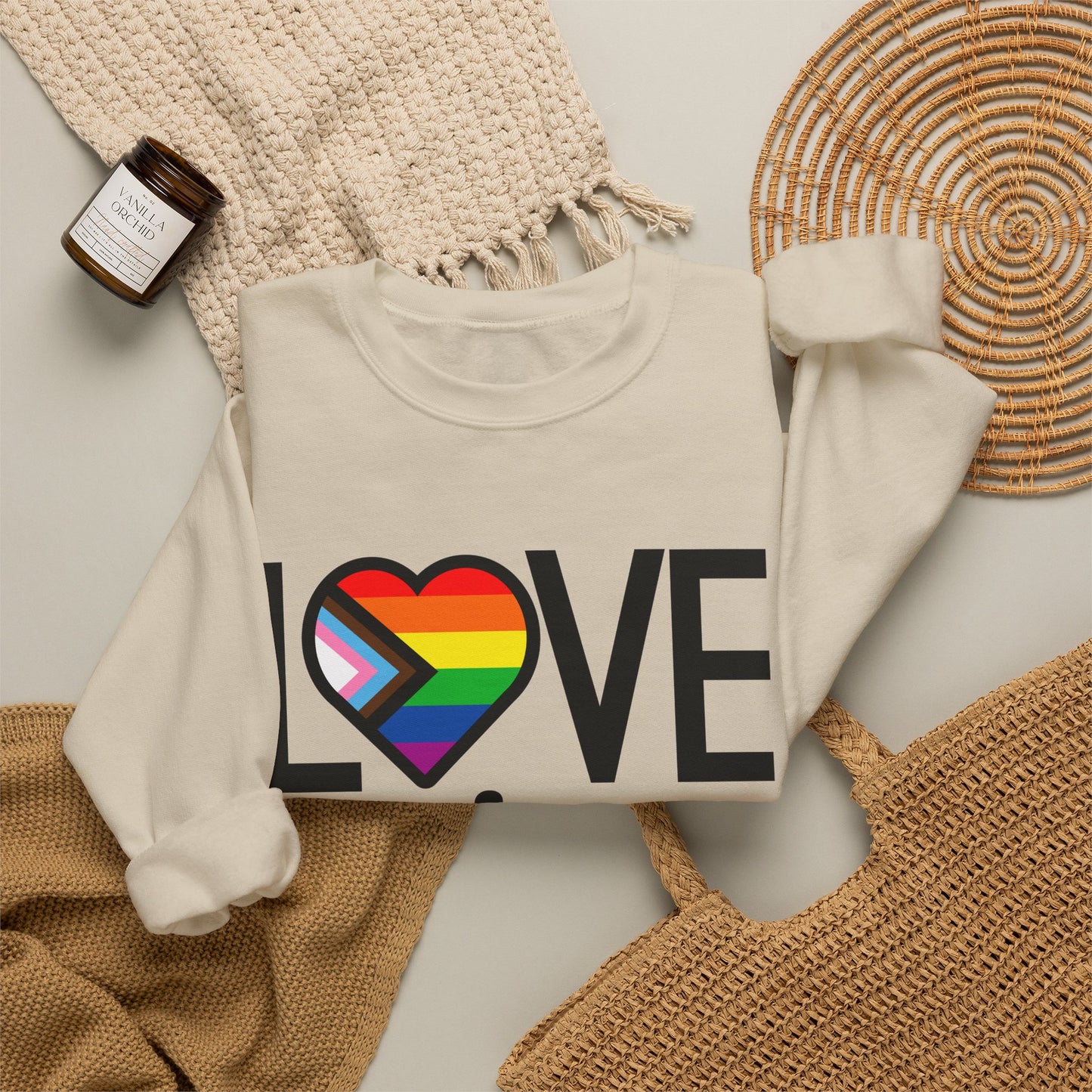 Love Is Love Sweatshirt — Rainbow Heart Pride Crewneck
