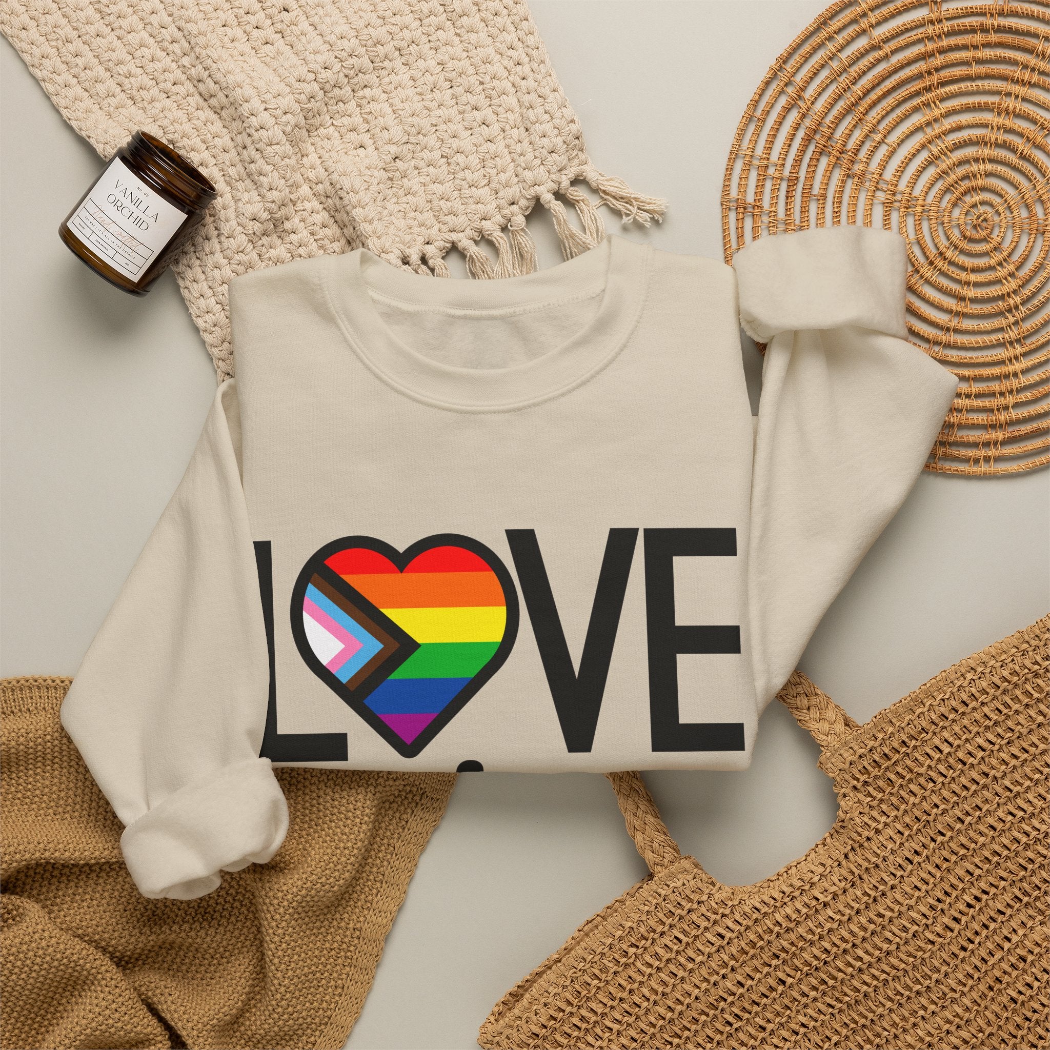 Love Is Love Sweatshirt — Rainbow Heart Pride Crewneck
