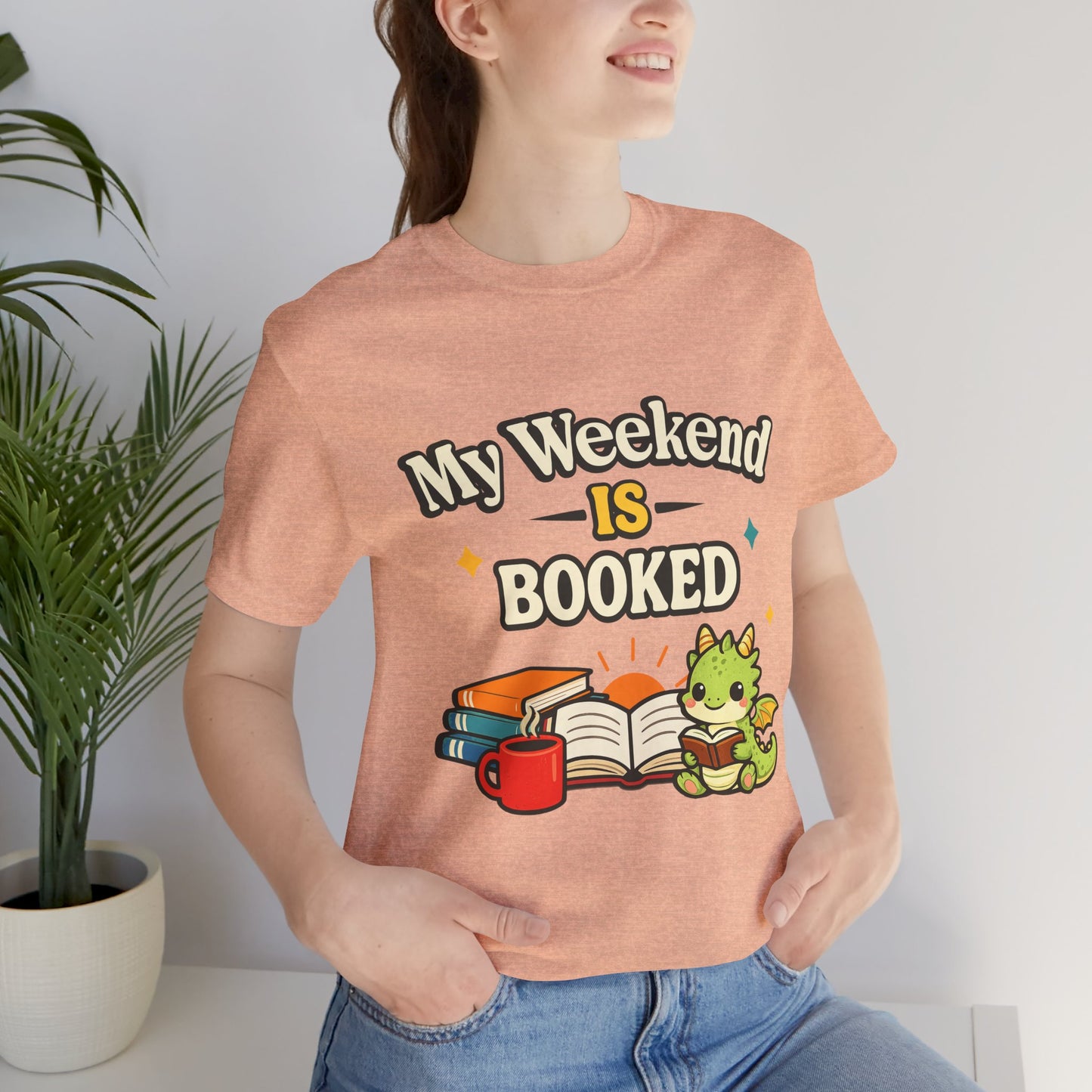 My Weekend Is Booked Cute Book Dragon Reading T-Shirt