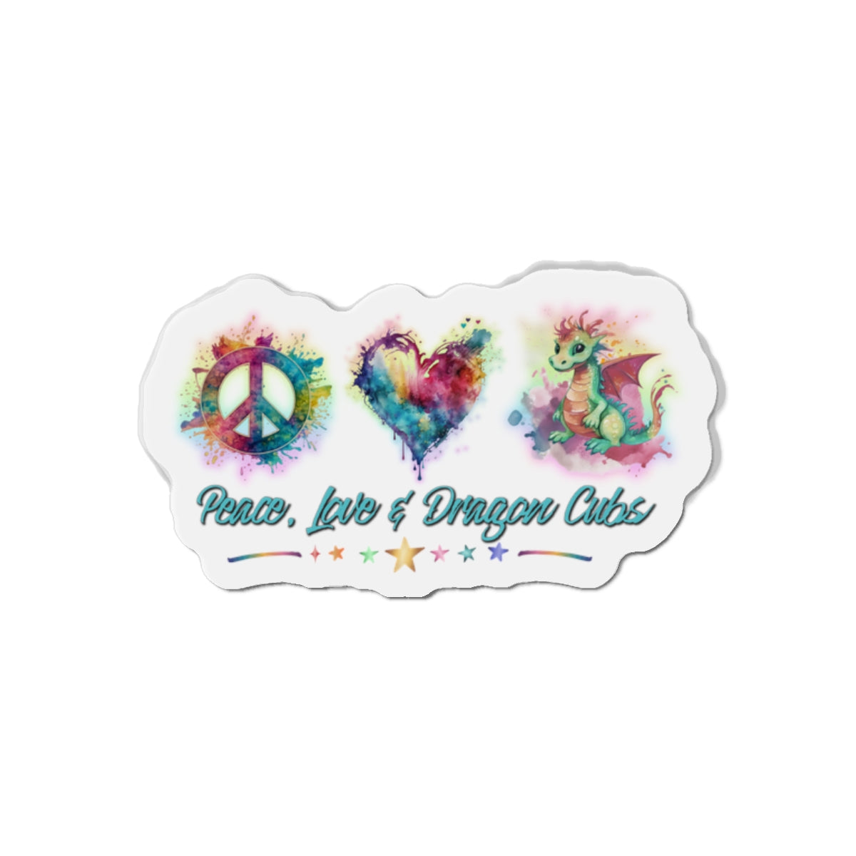 Peace Love & Dragon Cubs Fantasy Die-Cut Magnet