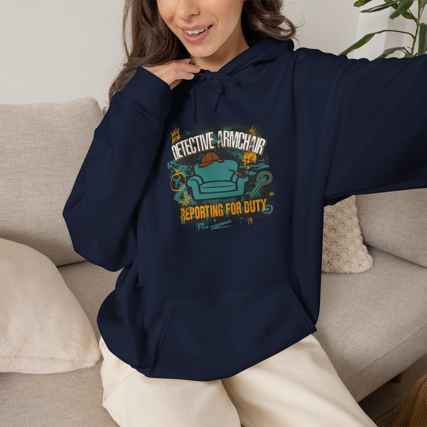 Detective Armchair Reporting for Duty Funny True Crime Pullover Hoodie