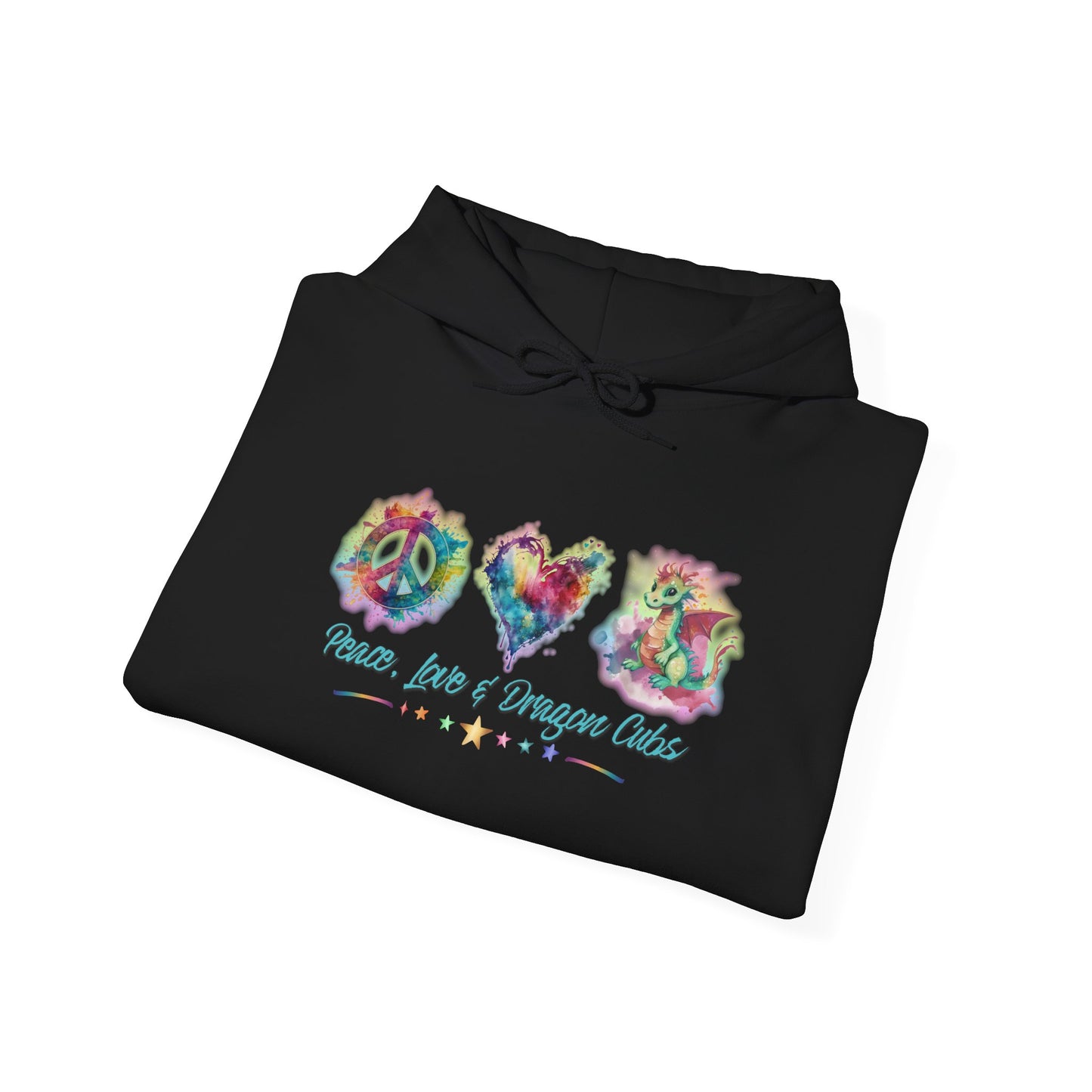 Peace, Love & Dragon Cubs Fantasy Pullover Hoodie