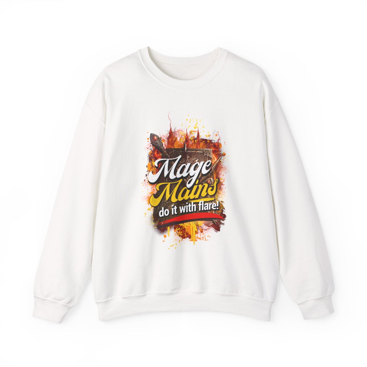 Mage Mains Crewneck Sweatshirt — "Do It With Flare" Fantasy Gamer Pullover