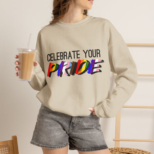 Celebrate Your Pride Crewneck Sweatshirt — Rainbow LGBTQ+ Pride Pullover